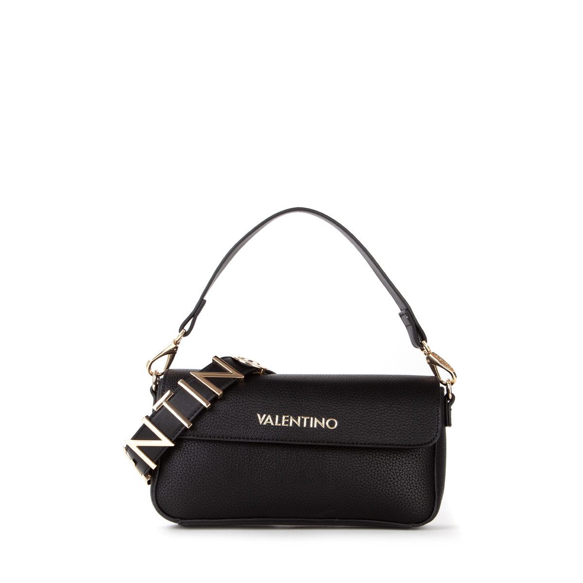 VALENTINO BAGS Umhängetasche ALEXIA, Damen Schultertasche mit goldfoldfarbenem Logo-Schmuckelement