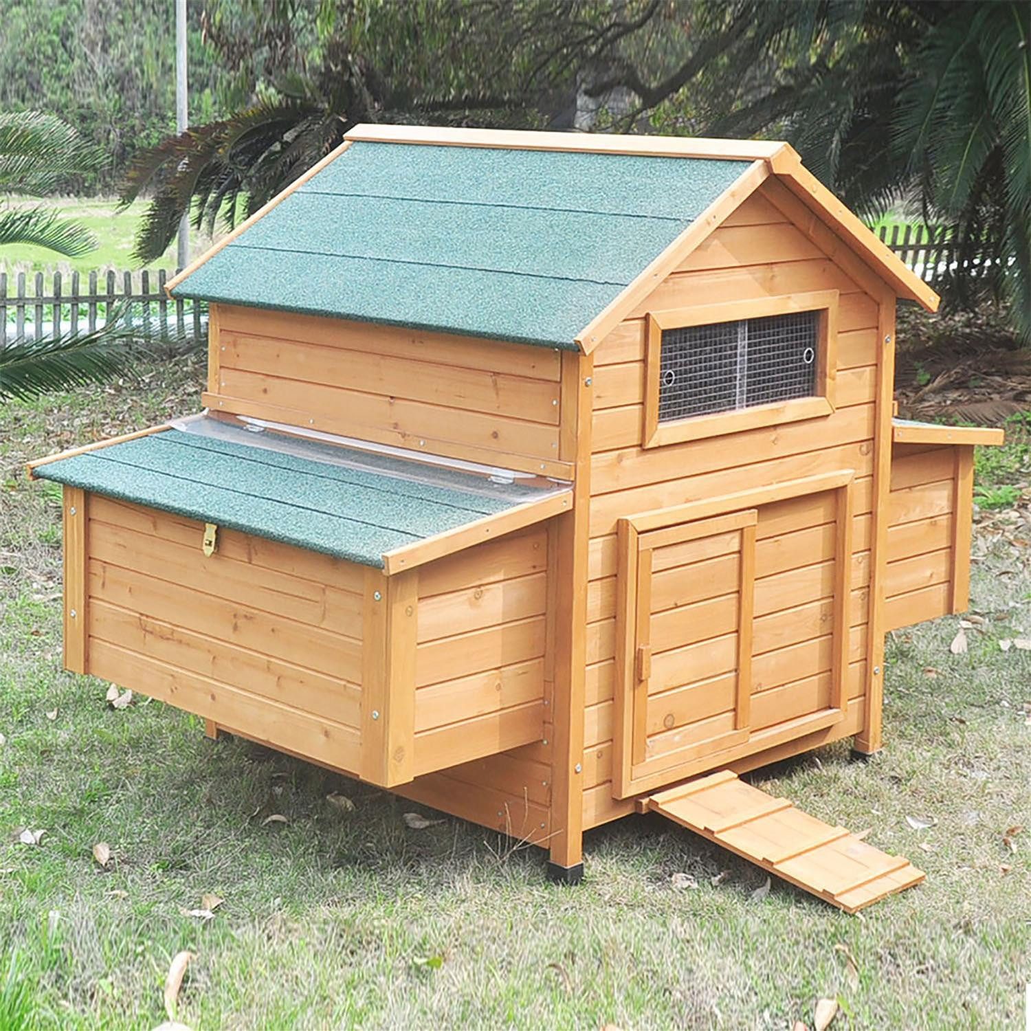 Zoopplier Hühnerstall Hühnerstall Hühnerhaus winterfest 02"Gluckshaus", wetterfest Hühnerkäfig Chickenhouse mit Freigehege für 4-6 Hühner