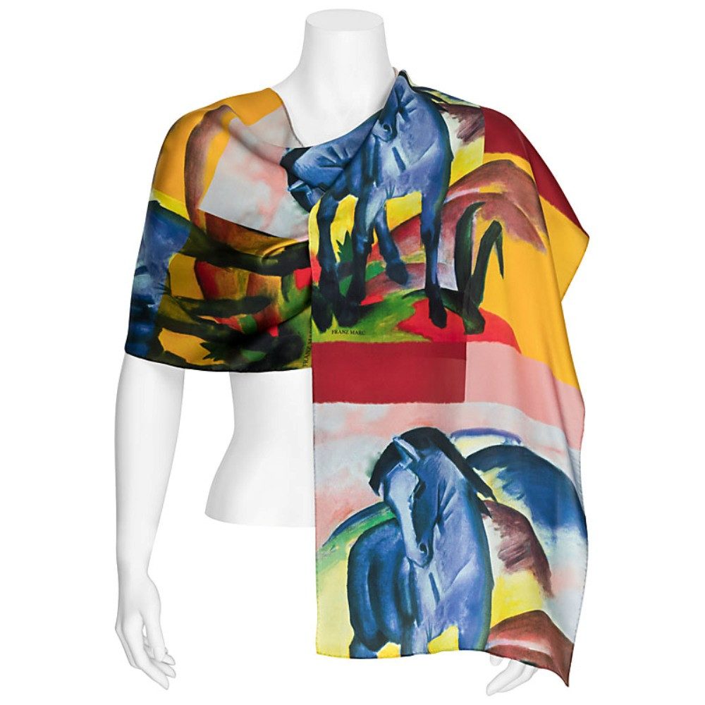 von Lilienfeld Seidenschal Schal 100% Seide Franz Marc: Blaues Pferd Kunst Tier Maße 172 x 42 cm, Kunstdruck