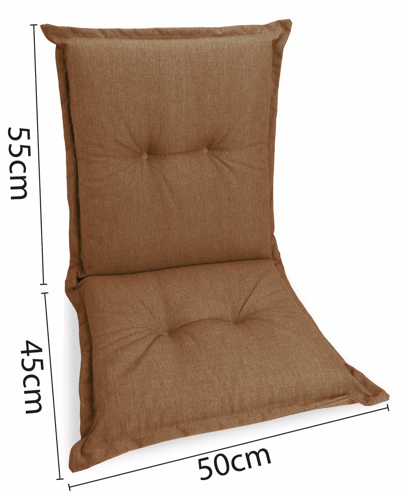 sunnypillow Stuhlkissen 2 Stück Gartenstuhlauflagen Niedriglehner 100 x 50 x 9 cm, Indoor / Outdoor Stuhlauflage Stuhlkissen, Braun