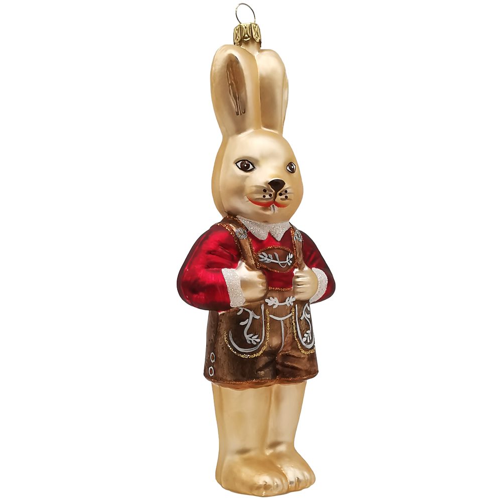 Schatzhauser Osterhase Hase - Junge Hannes Osterhase 17cm rot (1 St), mundgeblasen, handbemalt