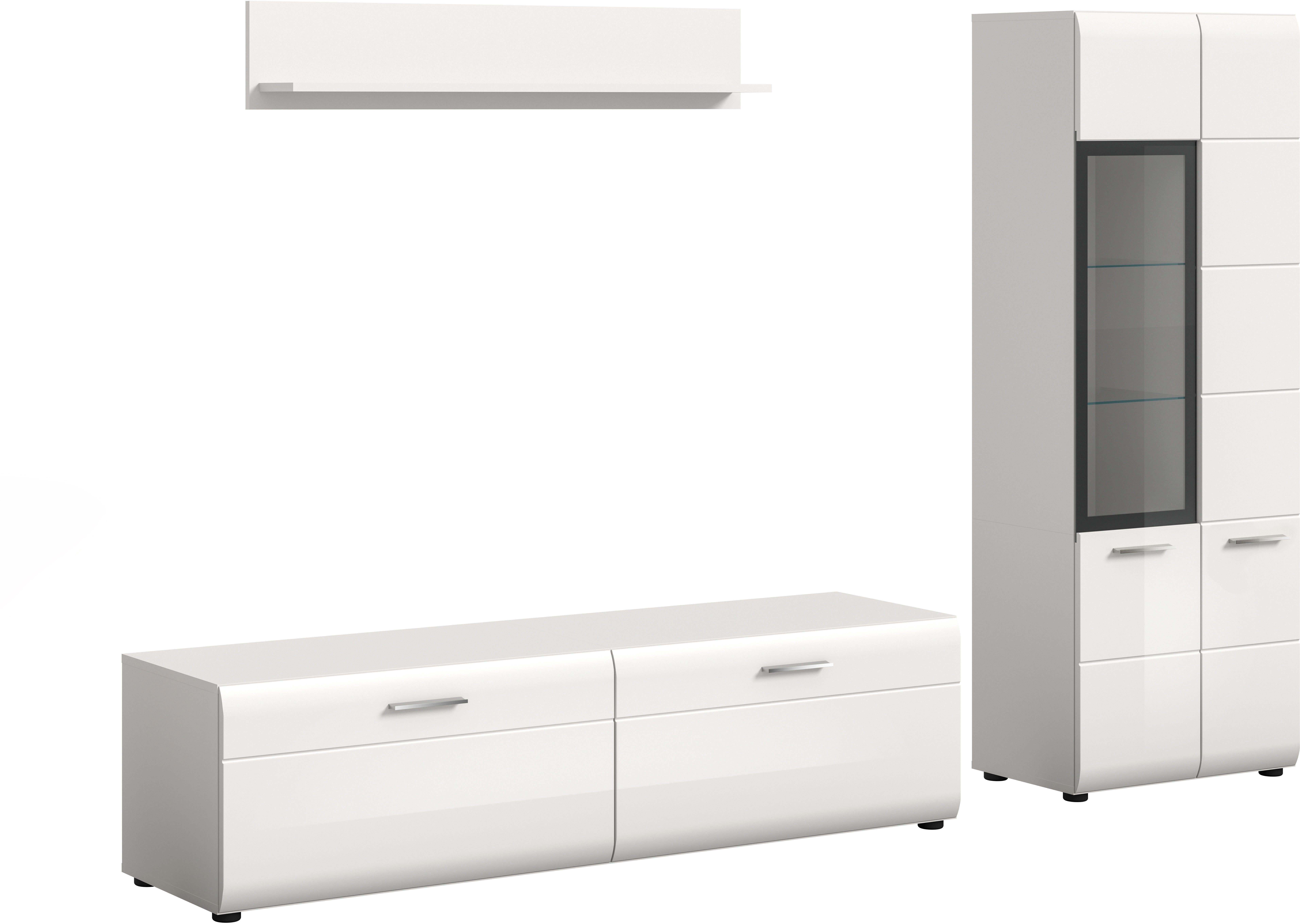 Home affaire Wohnwand FLORENZ, 3-teilige Wohn-Kombination, hochwertige MDF-Front, (Set, 3-St., Set, best. aus: 1 Vitrine, 1 Lowboard, 1 …