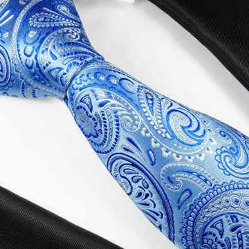 Paul Malone Krawatte Elegante Seidenkrawatte Herren Schlips paisley brokat 100% Seide Breit (8cm), blau 2102