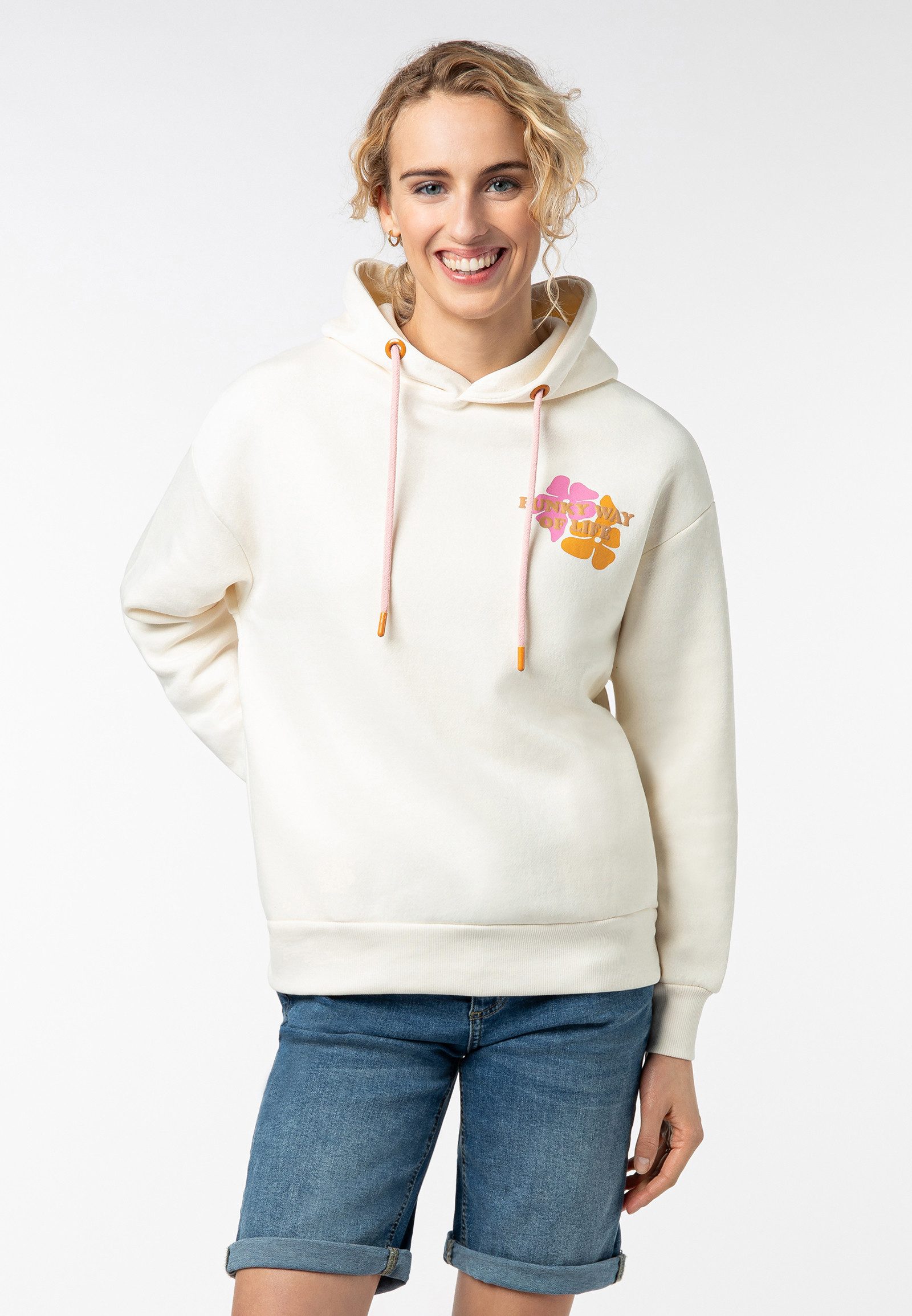 Kapuzenpullover Damen Sweathoodie Kapuzenpullover mit Blumen Backp
