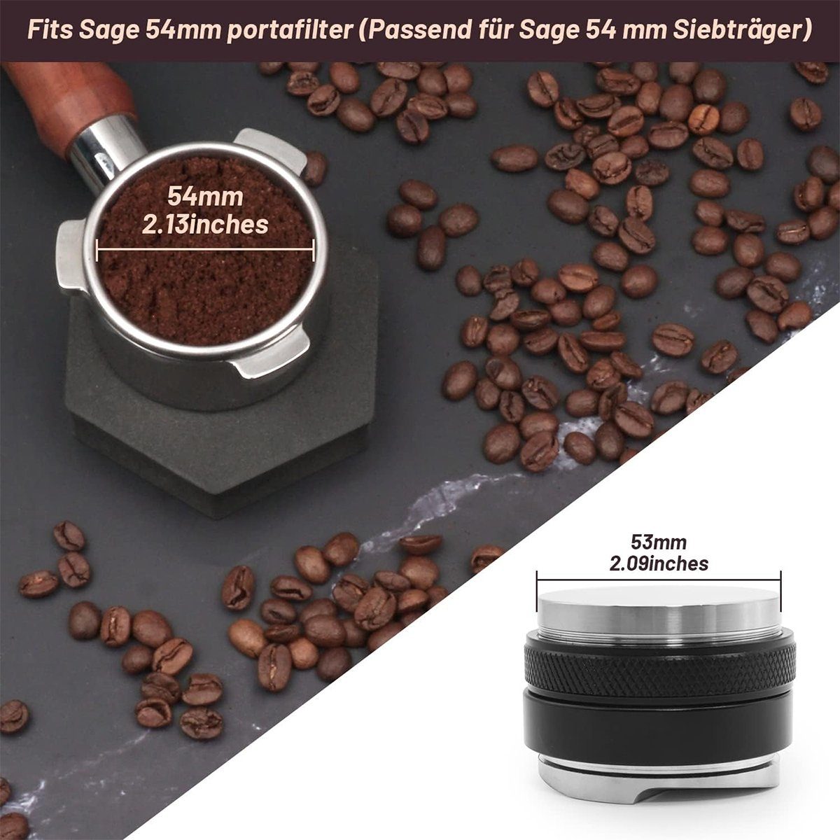 Kaffeeservice Edelstahl-Kaffeepresse, (51-tlg) 51/53/58mm Espressopresse Welikera verstellbare