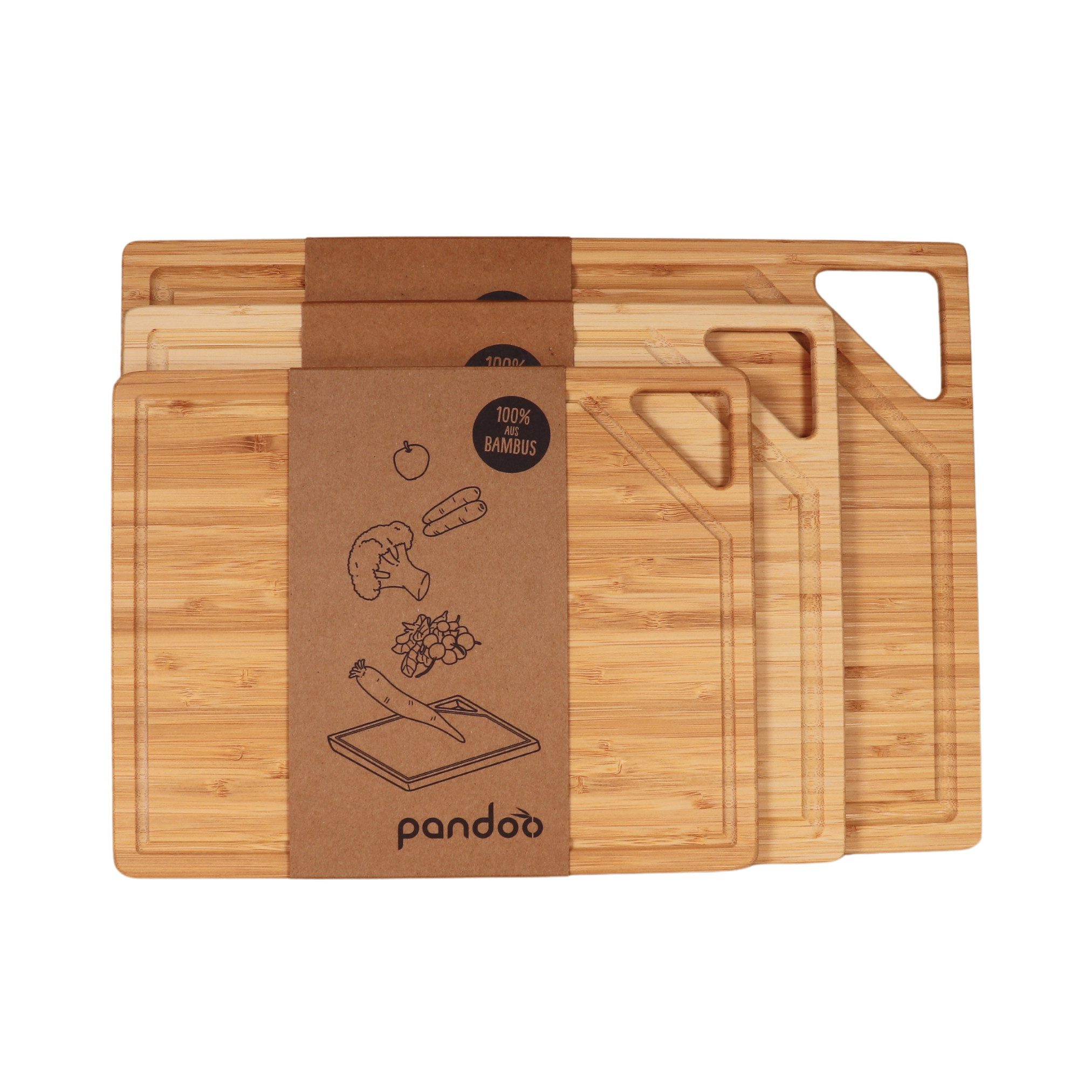 pandoo Schneidebrett Bambus Schneidebretter, 3er Set, (3-St)