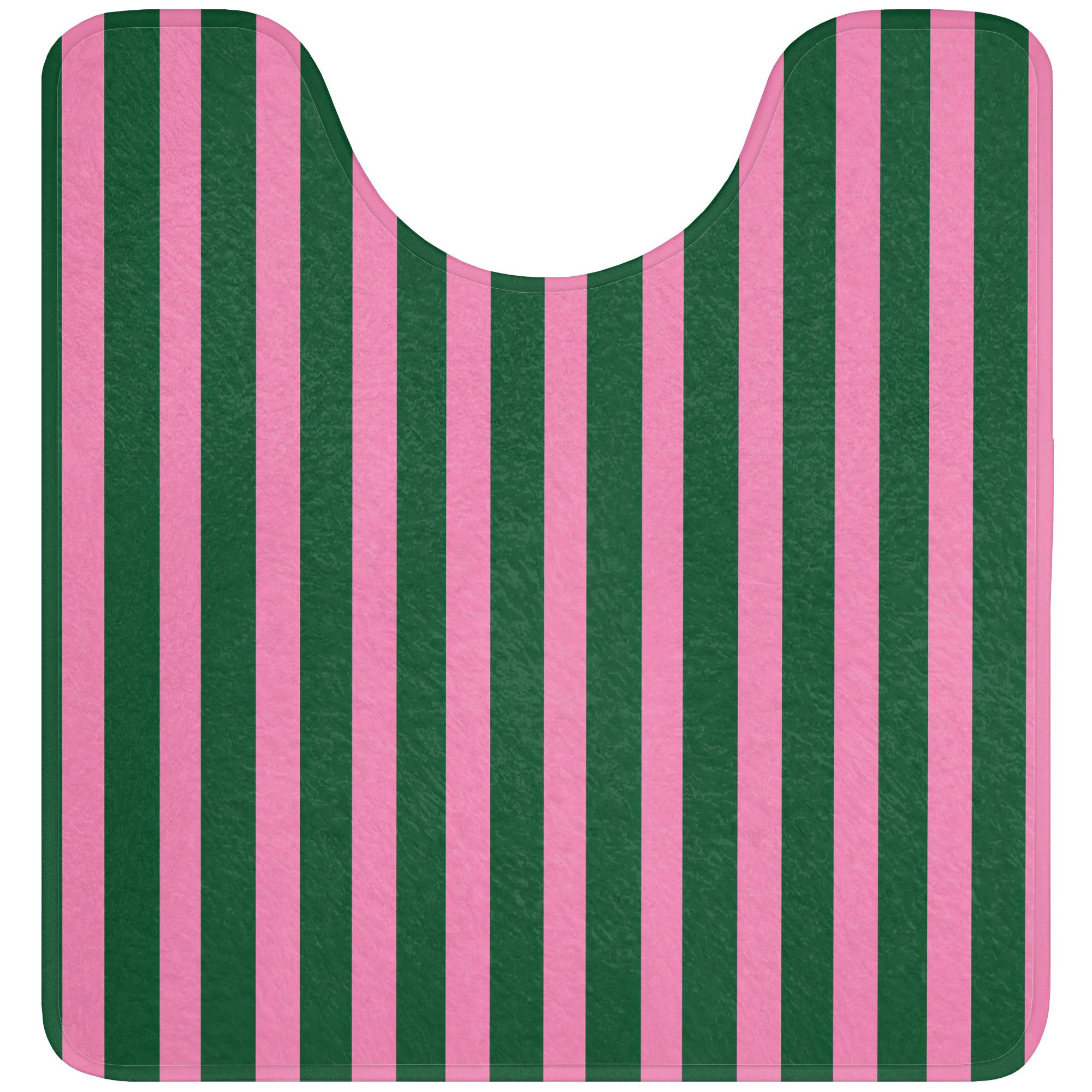OnlyWow WC-Vorleger Vertikale Streifen - Grün - Rosa, Höhe 10 mm, Polyester, U-Form, Vorleger mit Ausschnitt, Toilettenvorleger, Toilettenteppich