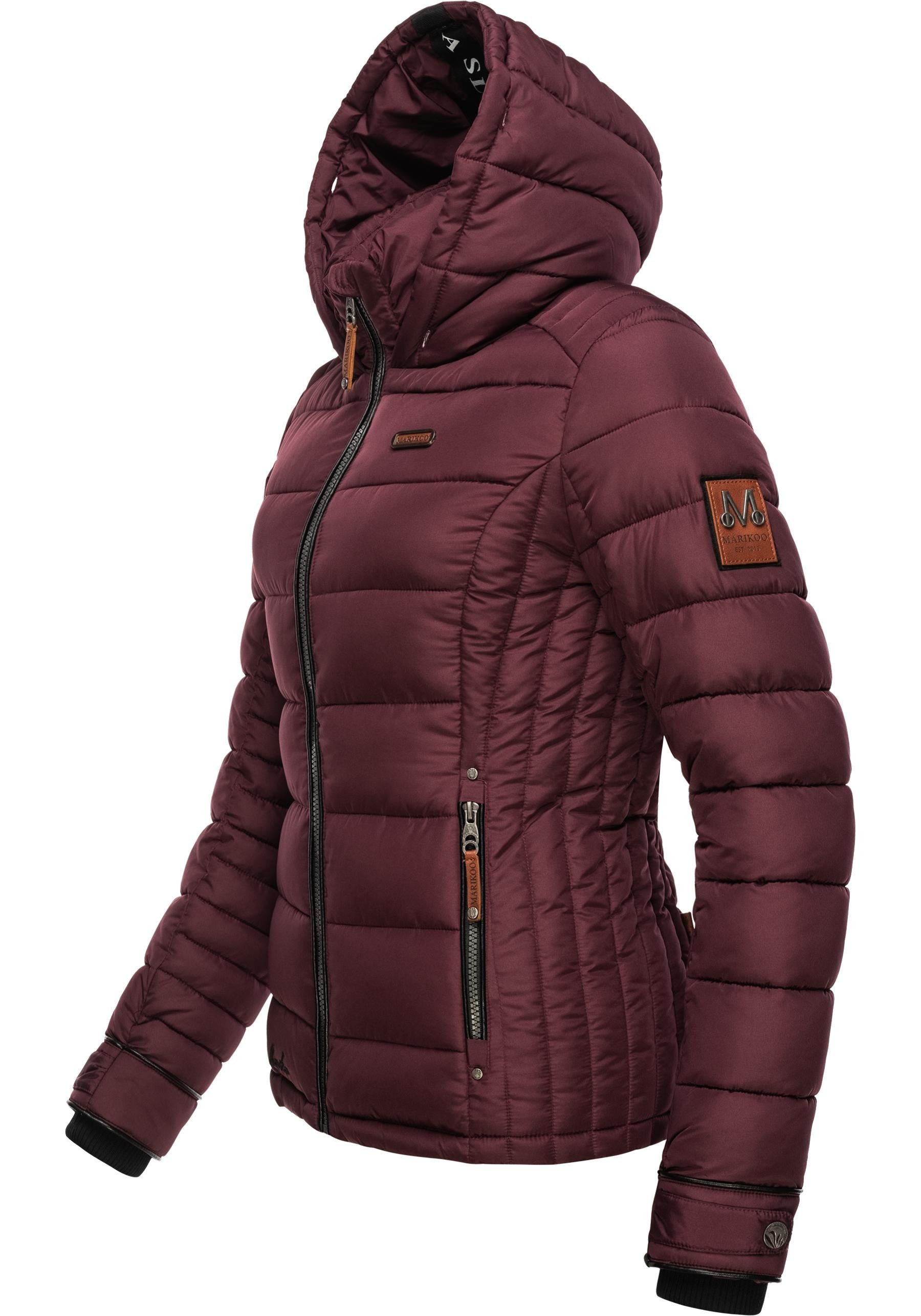 abnehmbarem Marikoo Steppjacke Winterjacke Kunstfell Winter mit Lerikaa weinrot