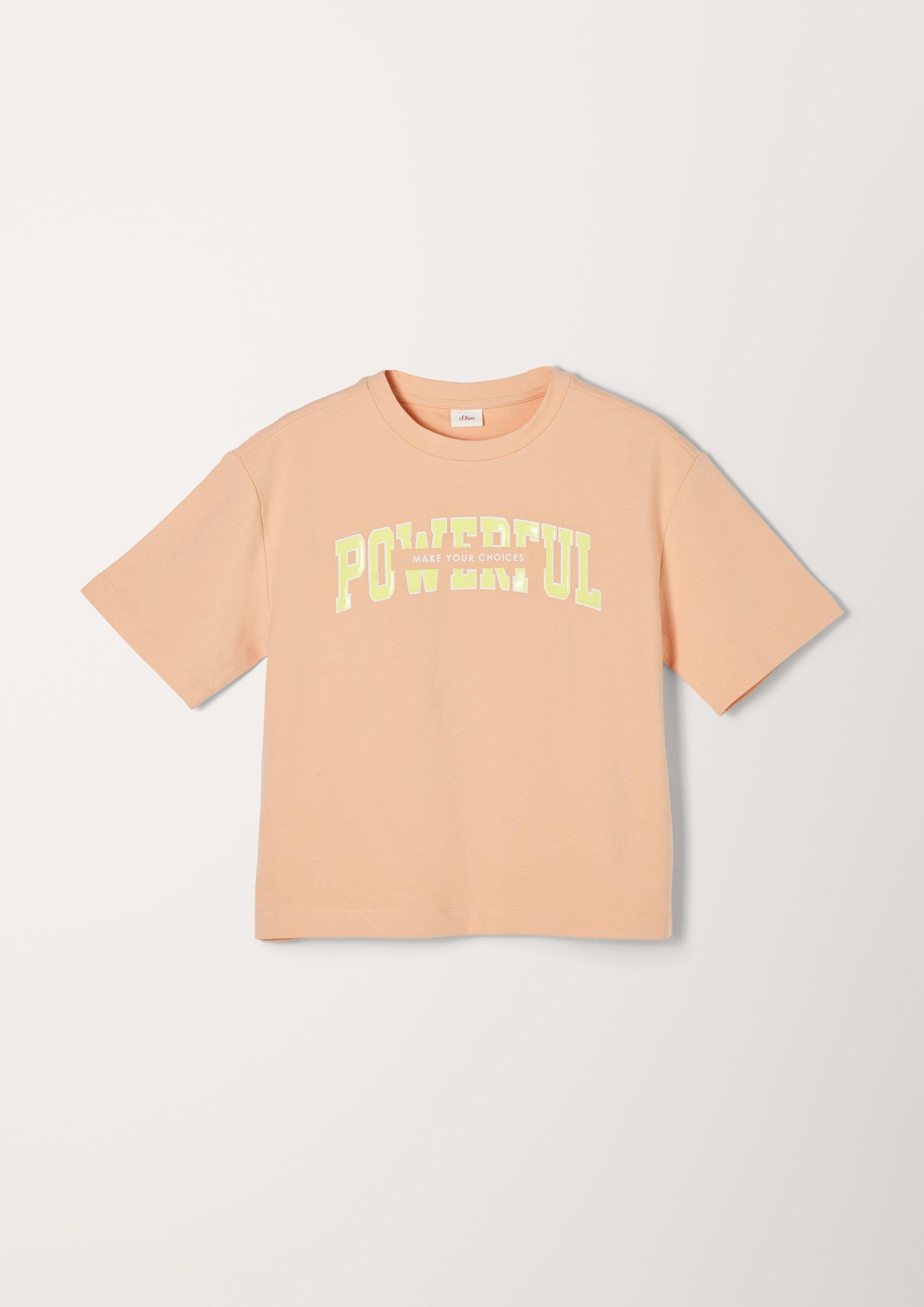 s.Oliver Kurzarmshirt T-Shirt mit Statementprint peach