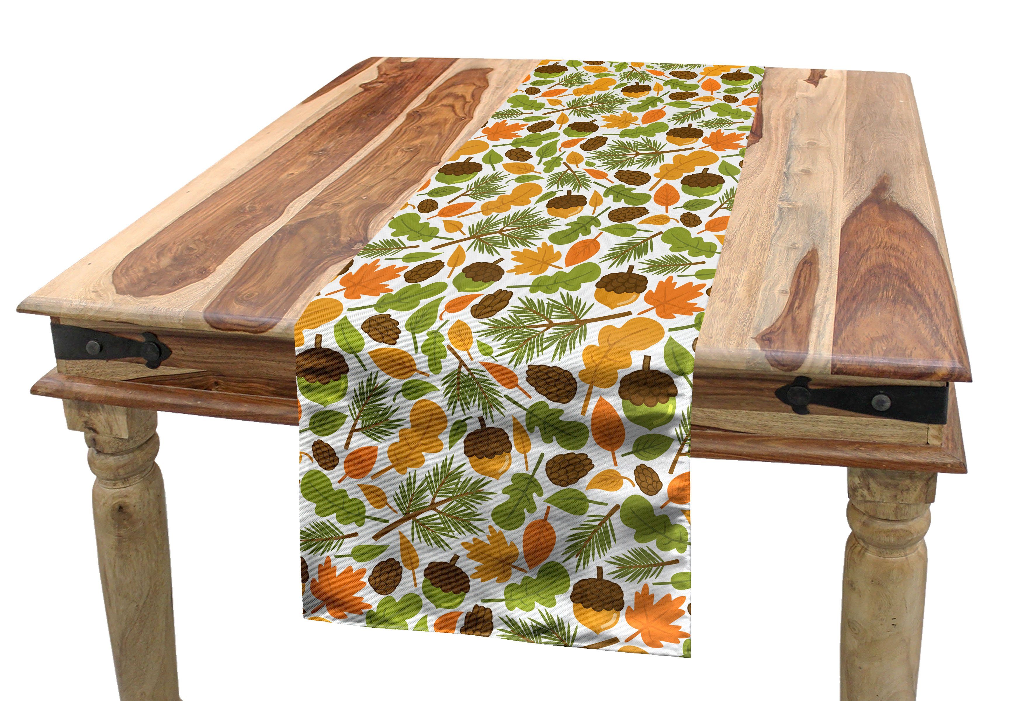 Abakuhaus Tischläufer Esszimmer Küche Rechteckiger Dekorativer Tischläufer, Eichel Maple Leaf und Tannenzweig