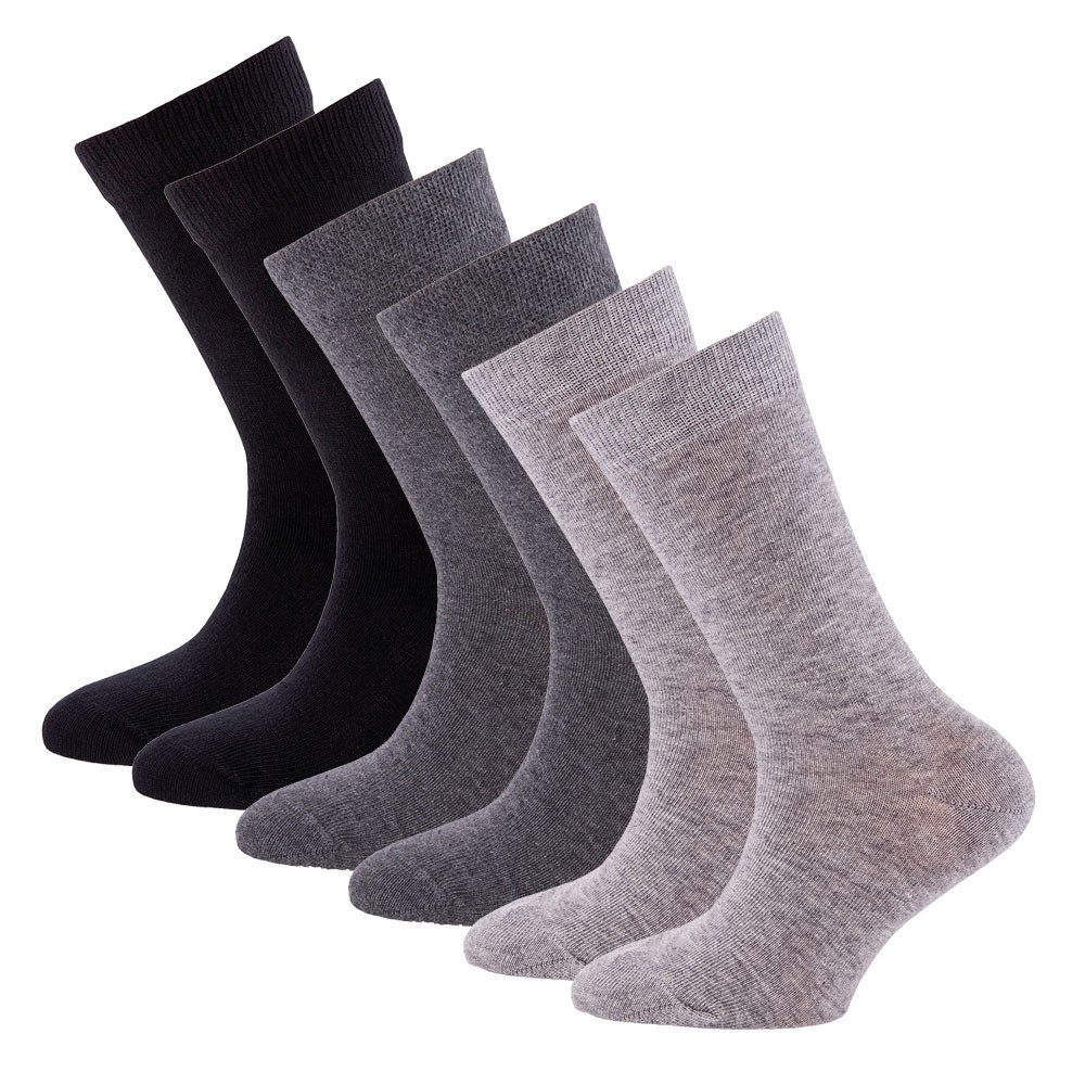 Ewers Socken Socken Uni (6-Paar) schwarz-grau