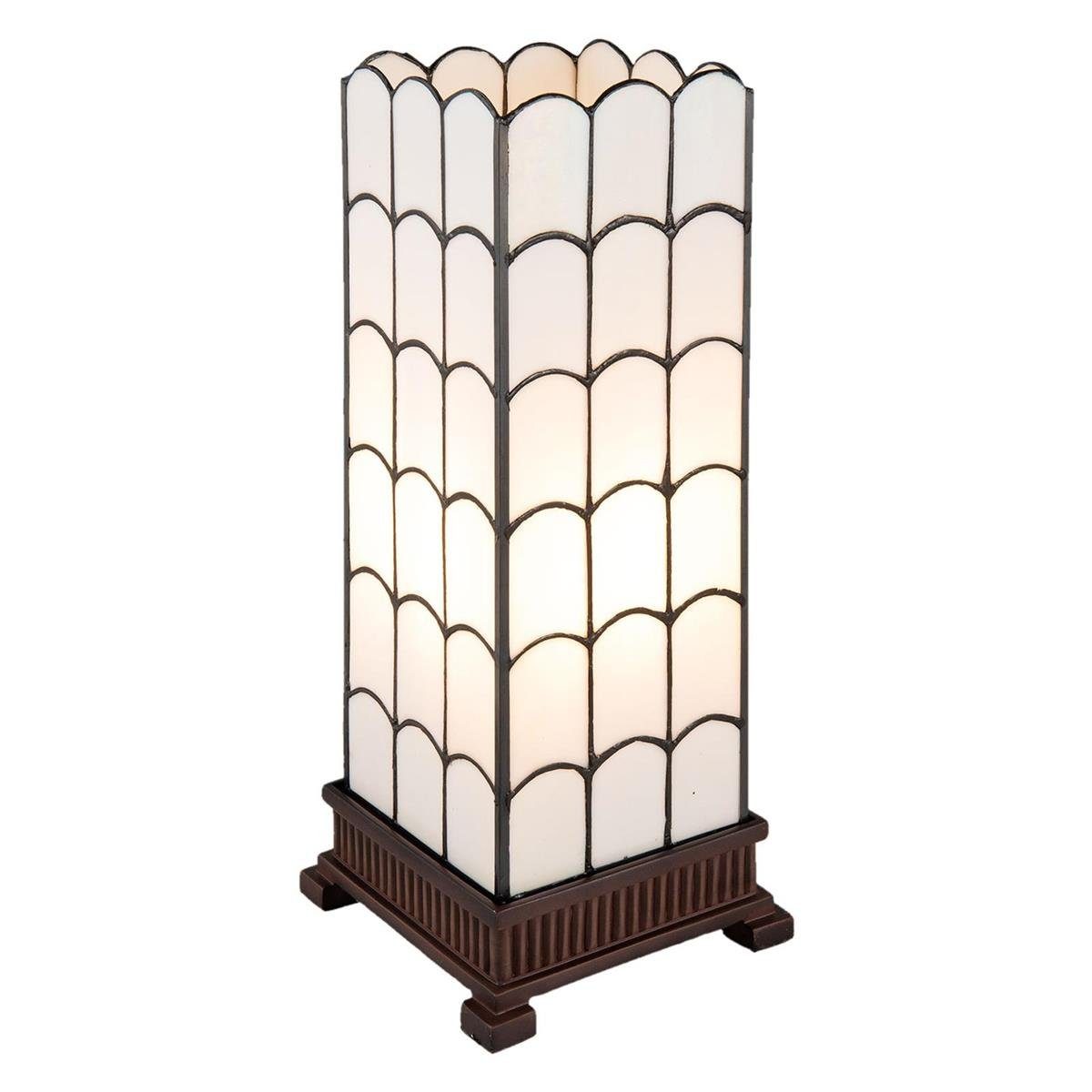Clayre & Eef Schreibtischlampe Clayre & Eef Tischlampe Lampe Tiffanylampe Tiffany Weiß Glas Polyresin, Tiffanylampe, ohne Leuchtmittel, abhängig vom Leuchtmittel
