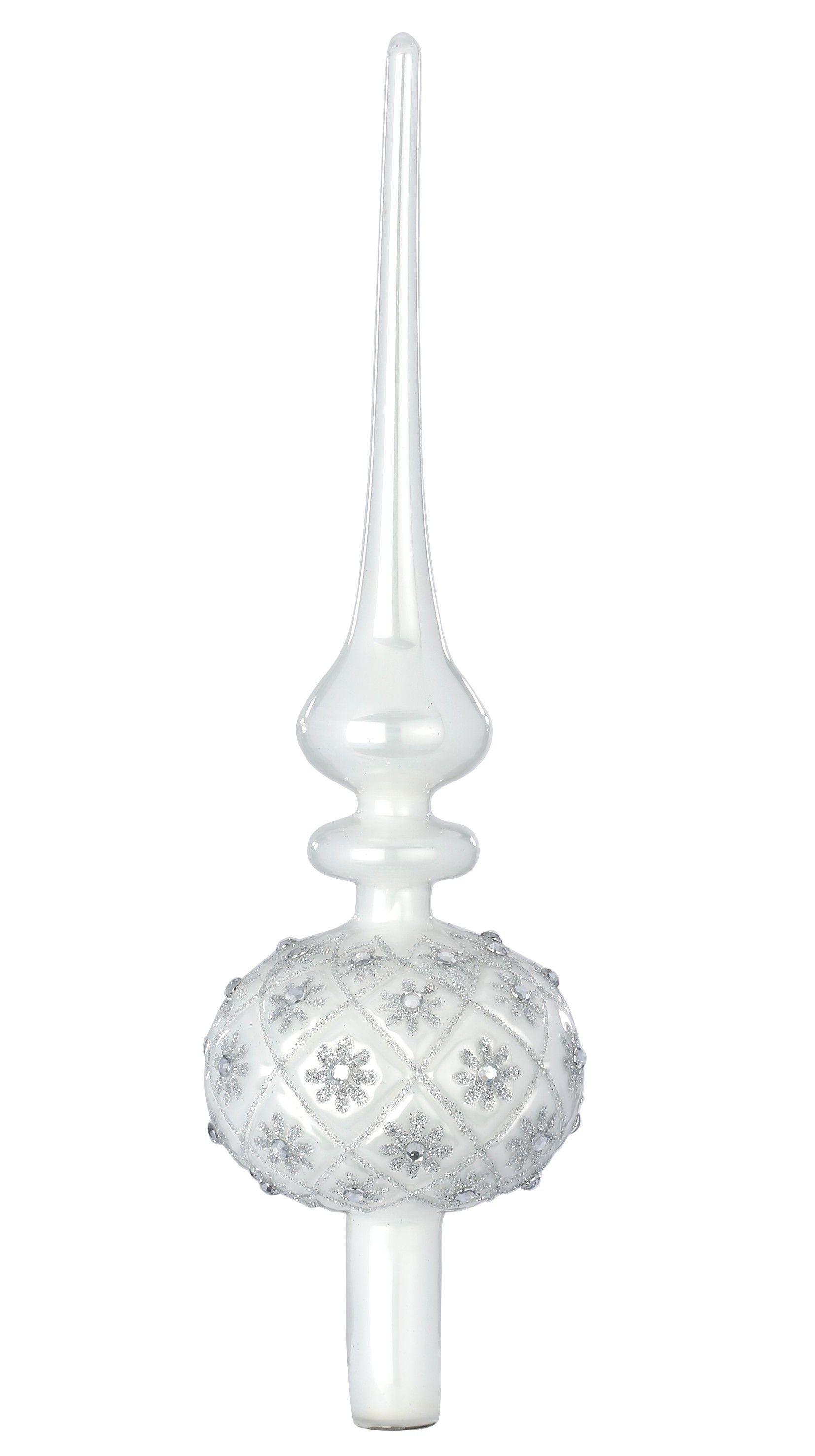 MAGIC by Inge Christbaumspitze, Christbaumspitze XL Blumen Muster Glas 31cm, 1 Stück