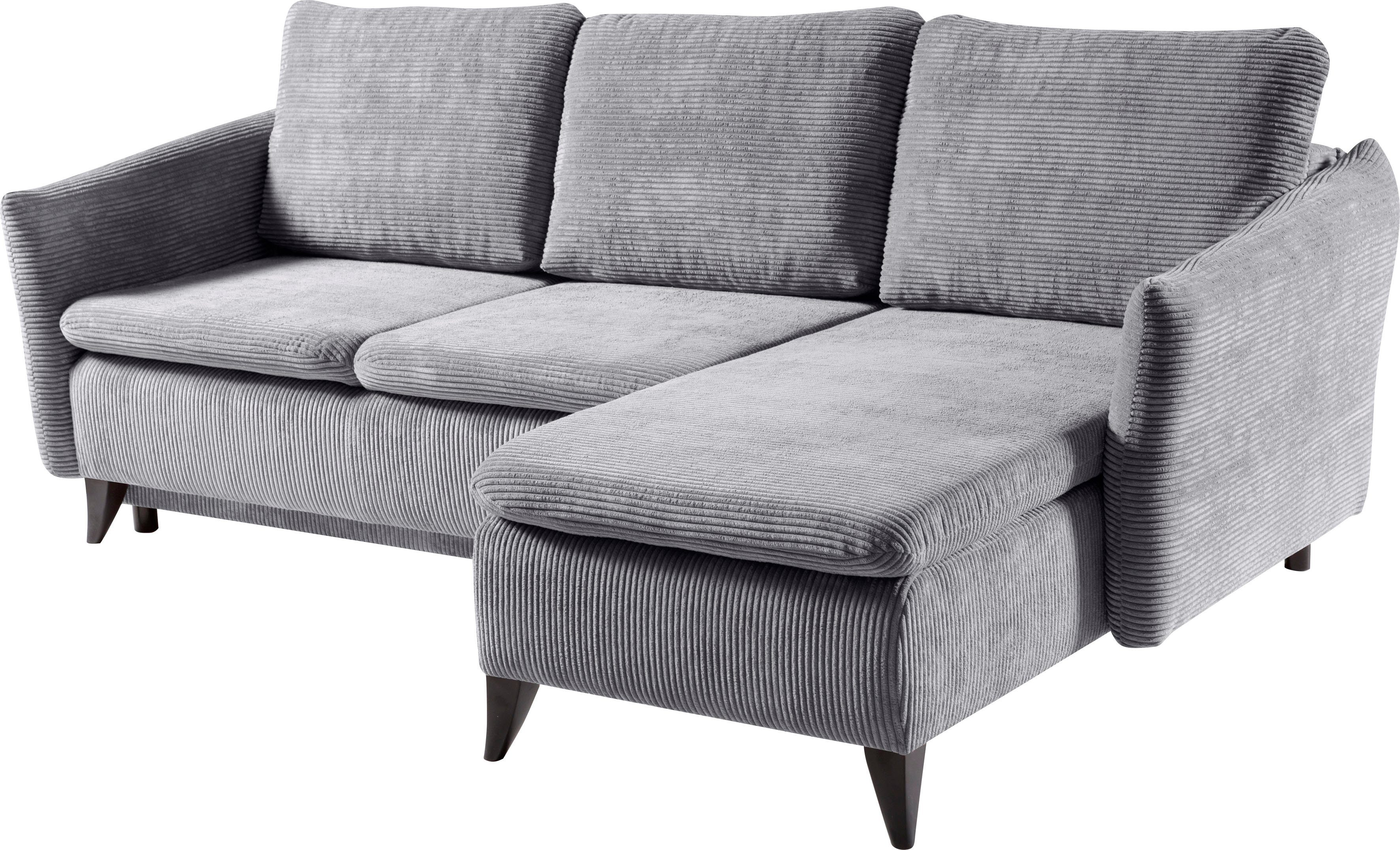 Cord Schlafsofa Cloud Couch - 125x155x63cm Grau - Mit 3 Kissen