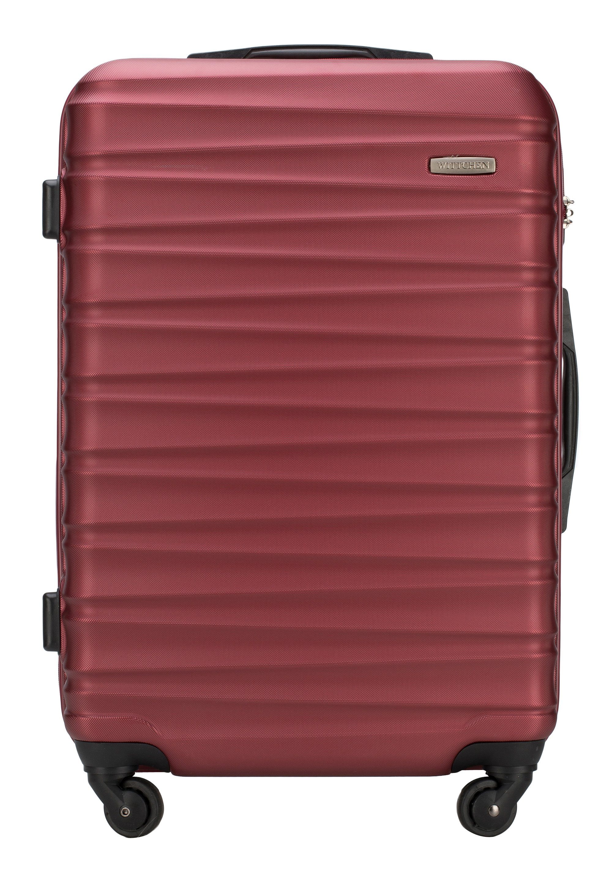 Wittchen Trolley GROOVE LINE, 4 Rollen, vier Spinnerräder, Hardcase, Teleskopgriff, Zahlenschloss dark red