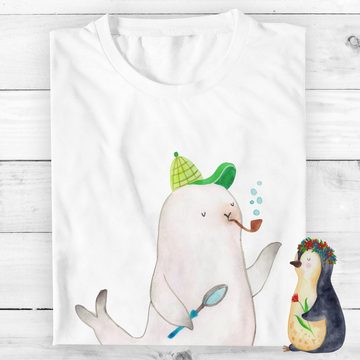 Mr. & Mrs. Panda T-Shirt Robbe Sherlock - Weiß - Geschenk, Junggesellenabschied, Gute Laune, T (1-tlg)