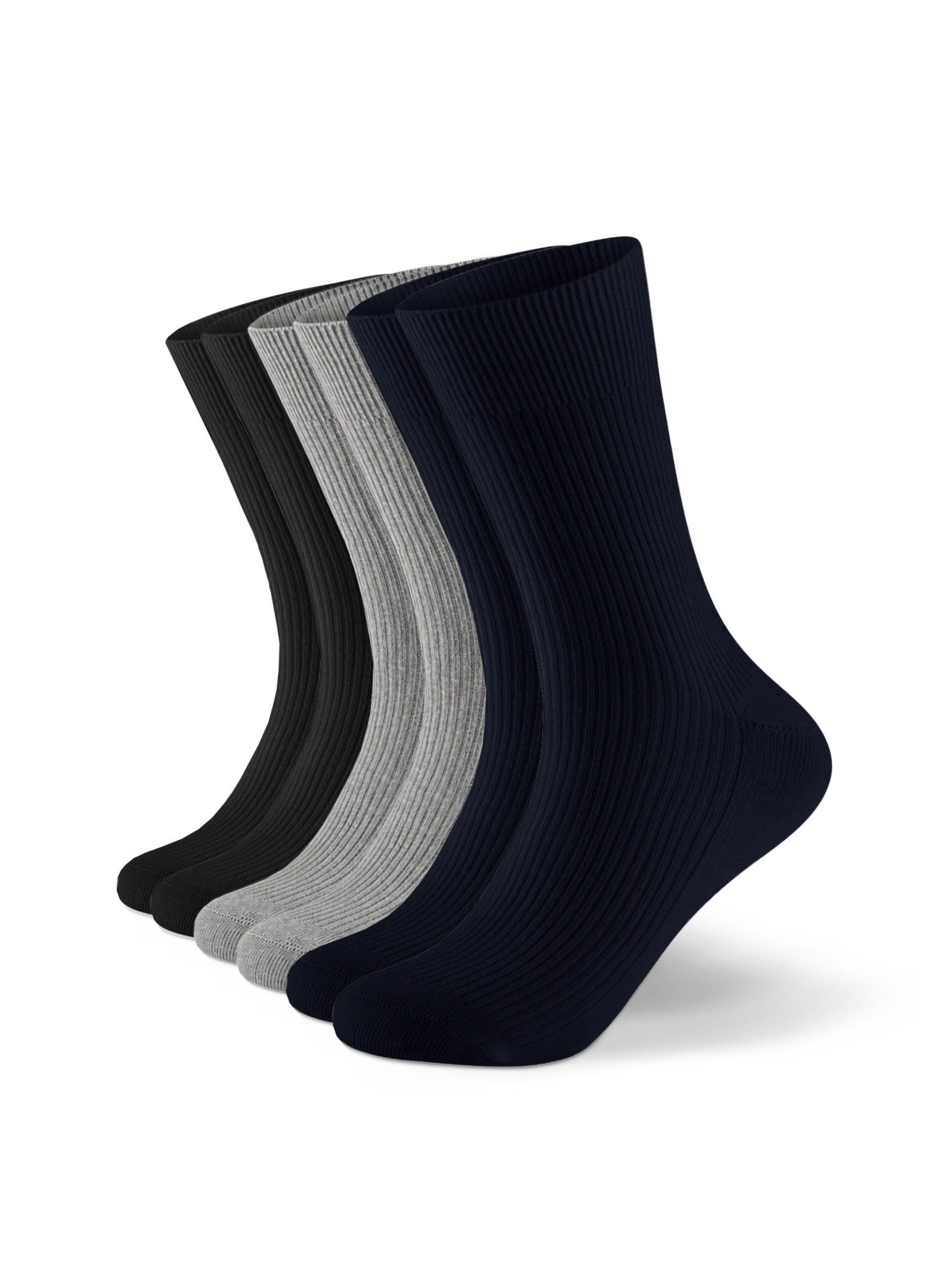 von Jungfeld Socken Fine Ribbed Bundle Bio-Baumwolle 35-46 Unisex 6 (6-Paar, 6) Feingerippte Socken mit verstärkter Ferse & Spitze im Vorteils-Set