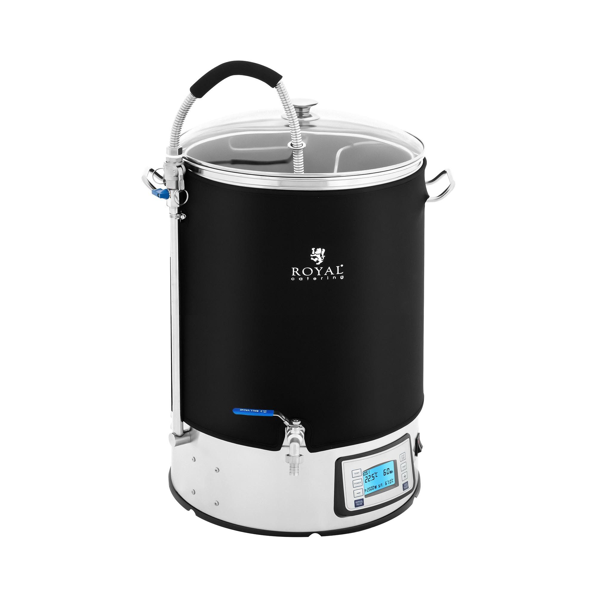 Royal Catering Bierzapfanlage 40L Braukessel mit Isolierung Bierbrauanlage Edelstahl Timer LCD 2500W, verschiedene Größen