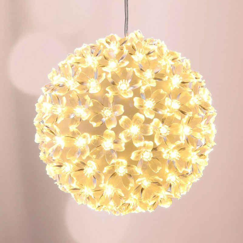 Spetebo LED Dekolicht Lichterkugel mit 100 warmweißen LED - Ø 15 cm, 2, LED, warm weiß, Beleuchtete Kugel 15 cm mit 100 LED