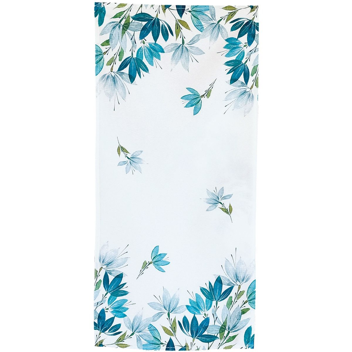 matches21 HOME & HOBBY Tischdecke Tischläufer LOREEN Blumen Druck Polyester weiß-blau aqua 40 x 85 cm (1-tlg), Pflegeleicht & waschbar bei 30 °C