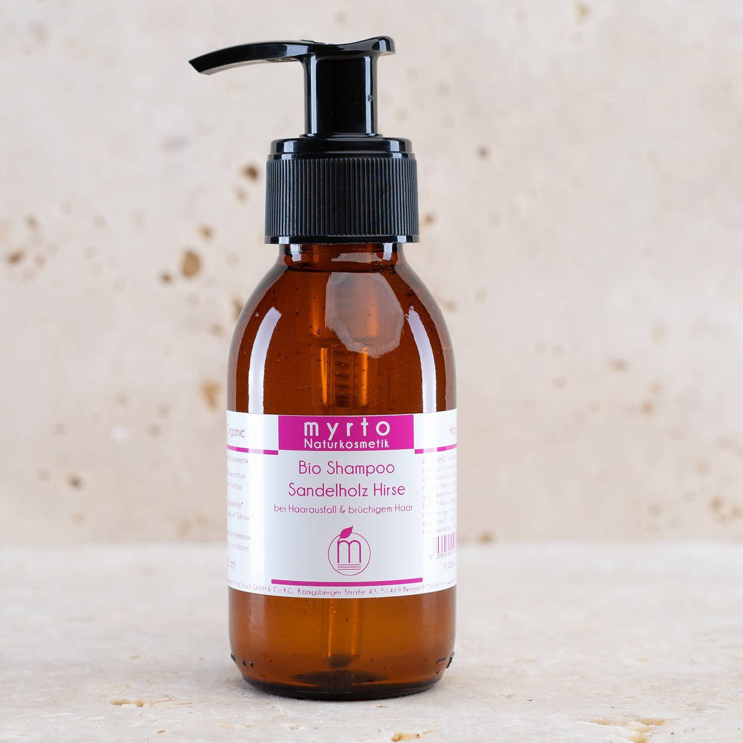 myrto Naturkosmetik Kopfhaut-Pflegeshampoo Bio Shampoo Sandelholz Hirse - bei Haarausfall & brüchigem Haar mit, Milliacin & Klettenwurzel  für mehr Haarwachstum & gesunde Kopfhaut