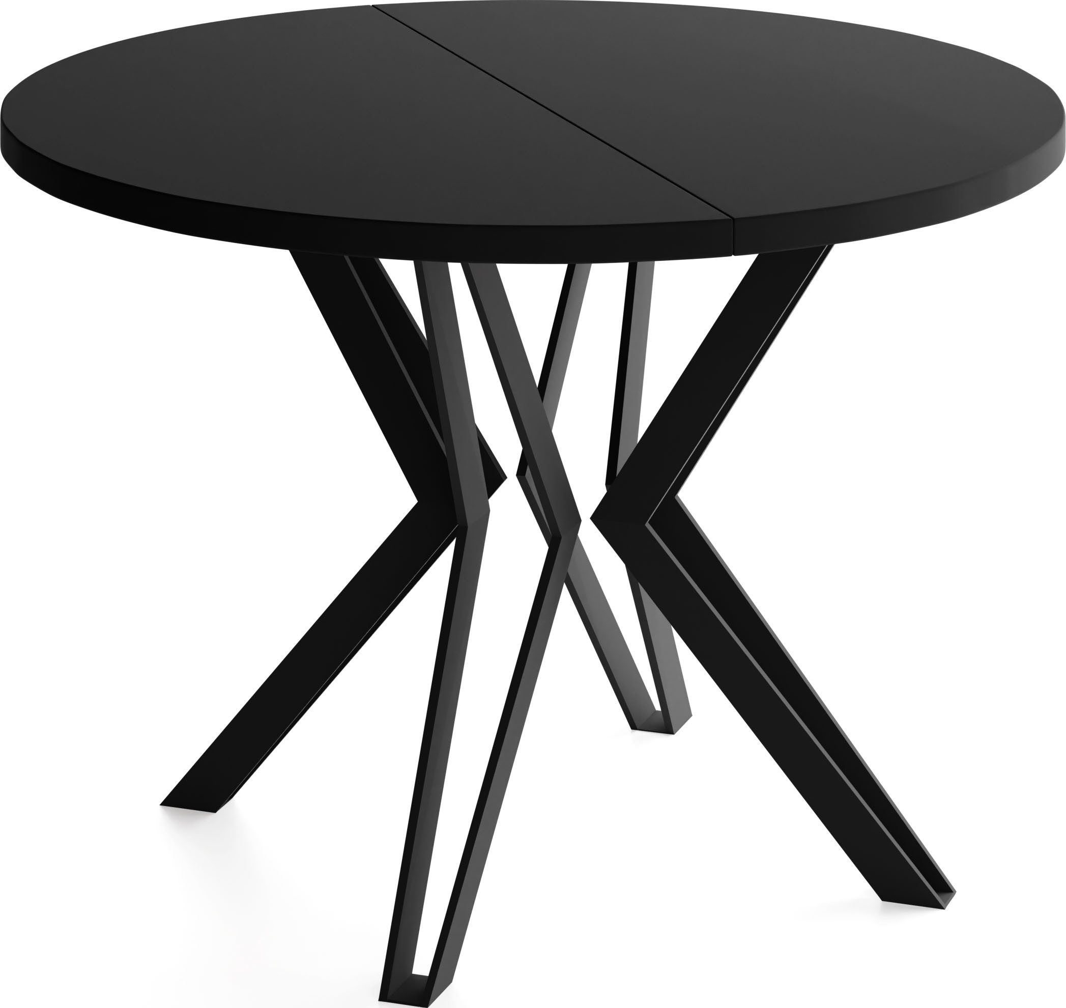 WFL GROUP Esstisch Revena ausziehbarer rund industrial mit schwarzen Metallbeinen (MADE IN EU, erhältlich in zwei Größen – 100/120 cm, ausziehbar auf 180/200 cm), platzsparender Tisch für Küche, Esszimmer oder Wohnzimmer