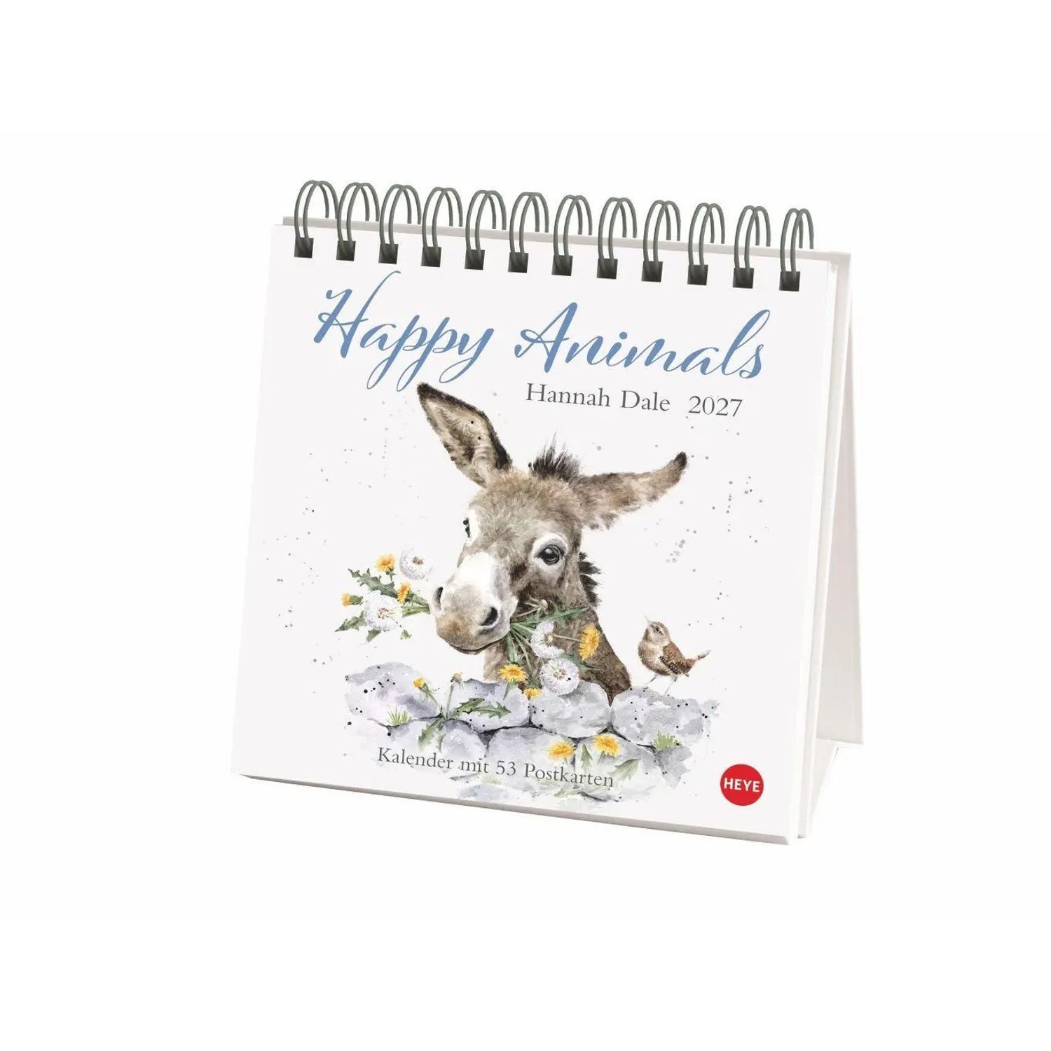 HEYE Kunstkalender Hannah Dale: Happy Animals Premium-Postkartenkalender 2027