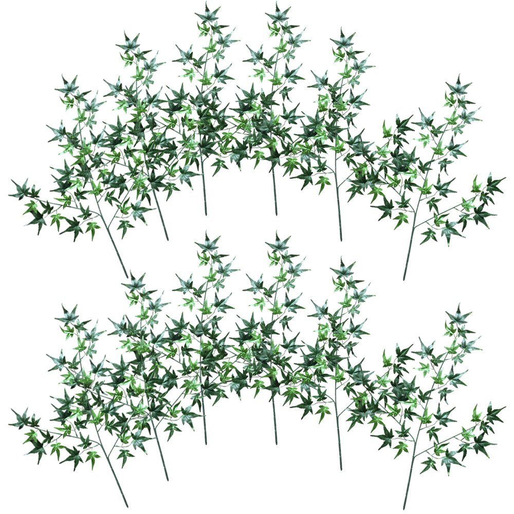 Kunstpflanze Kunstzweig Zweig Künstlicher Ahornzweig Grün 70 cm 12 Stück Dekoration Decovego, Decovego