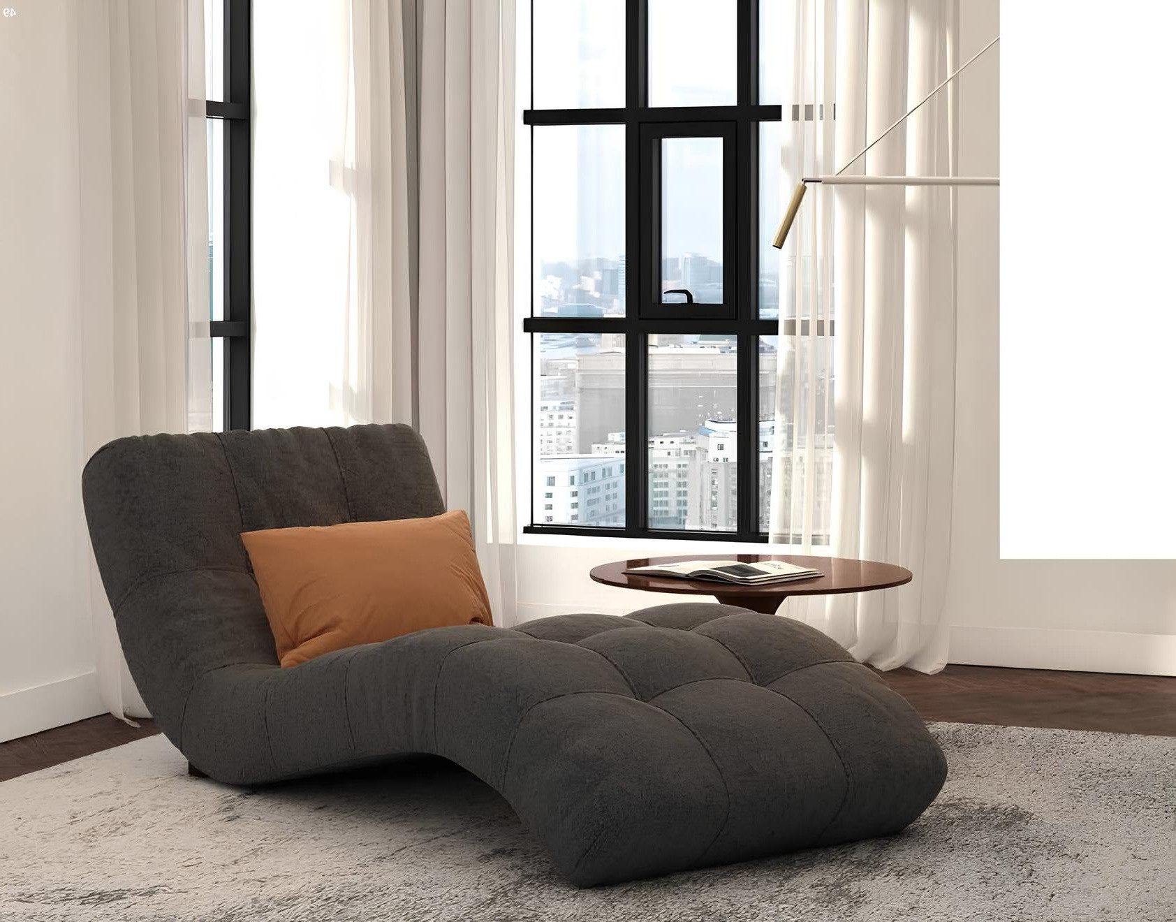 Xlmoebel Recamiere Braune Chesterfield Liege Lounge Club Sessel Polster, Hergestellt in Europa