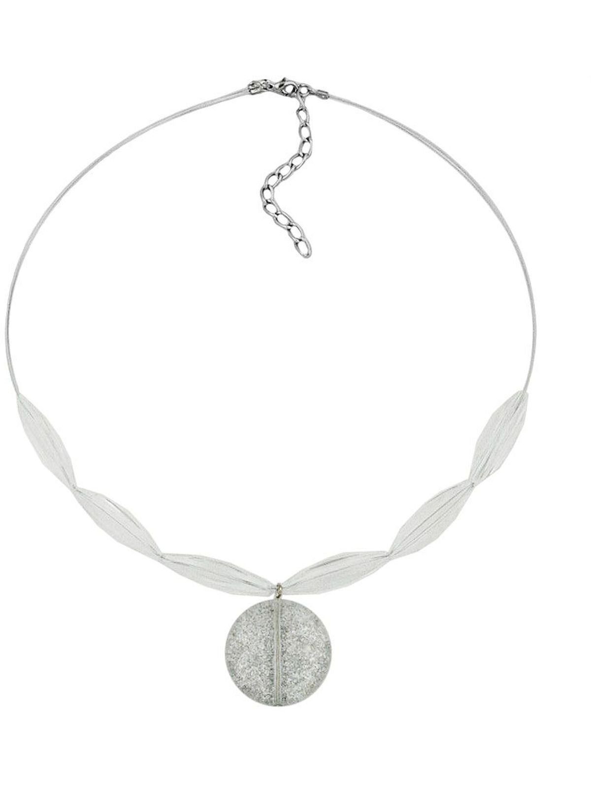 Gallay Perlenkette Drahtkette Scheibe kristall-weiß-flitter Kunststoffperlen 45cm (1-tlg)