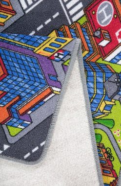 Kinderteppich Big City/Sweet Village, Andiamo, rechteckig, Höhe: 7 mm, Straßen-Spiel-Teppich, für Mädchen & Jungen, Kinderzimmer