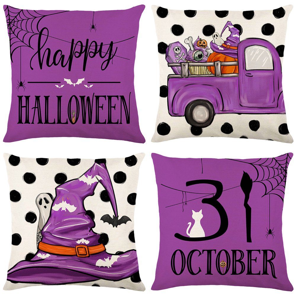 Kissenbezug,Spaß Kissenbezug Kissenbezug schrullig lila Halloween gedruckt Lila-A Rouemi 45×45cm,