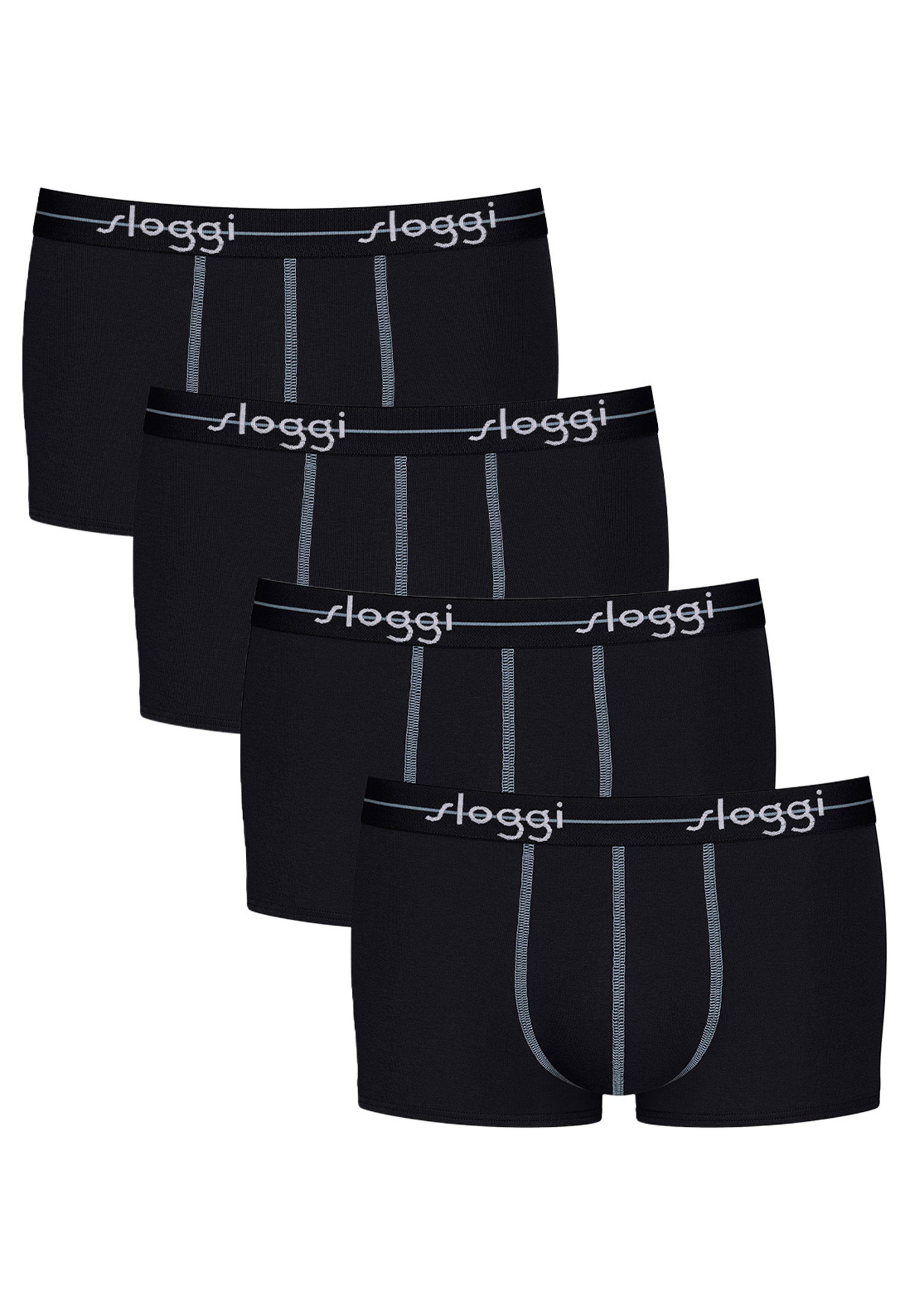 Sloggi Retro Boxer 4er Pack Start (Spar-Set, 4-St) Hipster / Pant - Baumwolle - Ohne Eingriff - Extra weiches Taillenband Schwarz