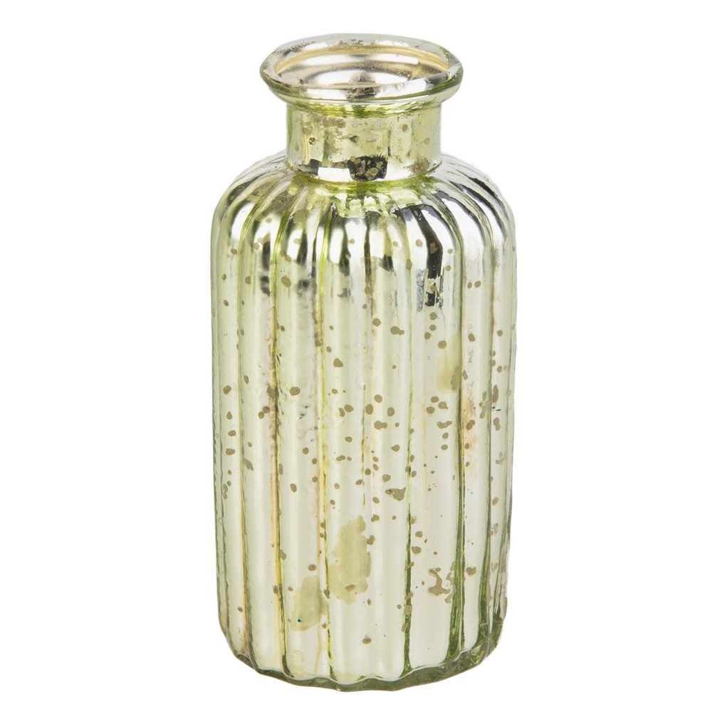 Dekovase Vase Flasche grün/silber - ca. 5 x 11 cm