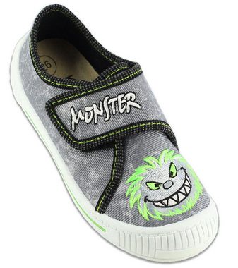 Beck Hausschuh Monster Hausschuh (atmungsaktive Materialien, für Kindergarten, Schule, Zuhause) mittlere Weite, im Sneaker-Style, herausnehmbare Innensohle aus Leder