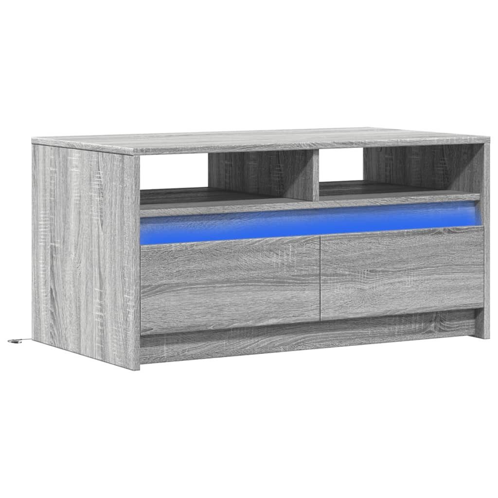 vidaXL Couchtisch LED-Couchtisch Grau Sonoma Holzwerkstoff (1-St)