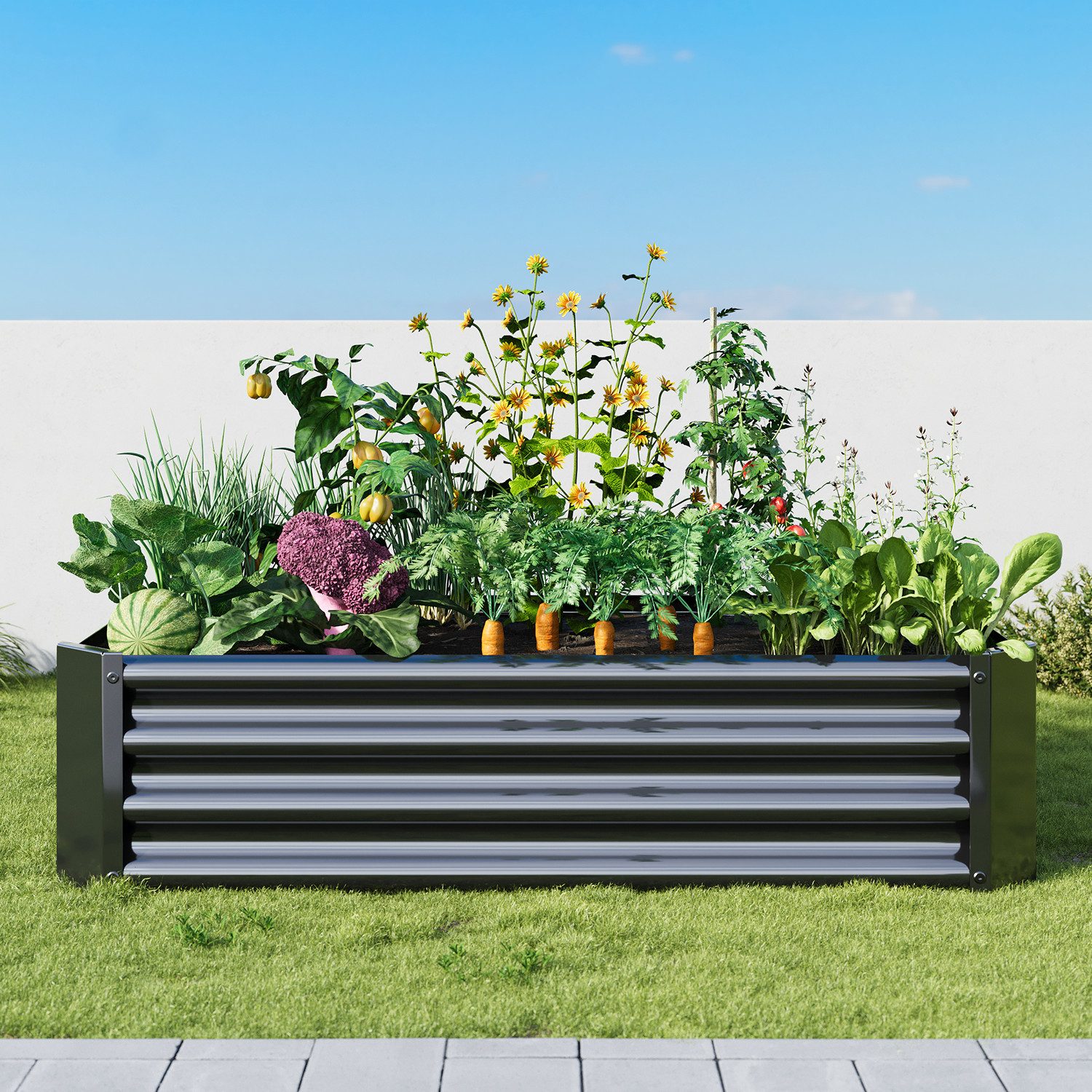 HOMERECOMMEND Hochbeet Quadratische Metall-Anbaukasten, Gartenbett (1 günstig online kaufen