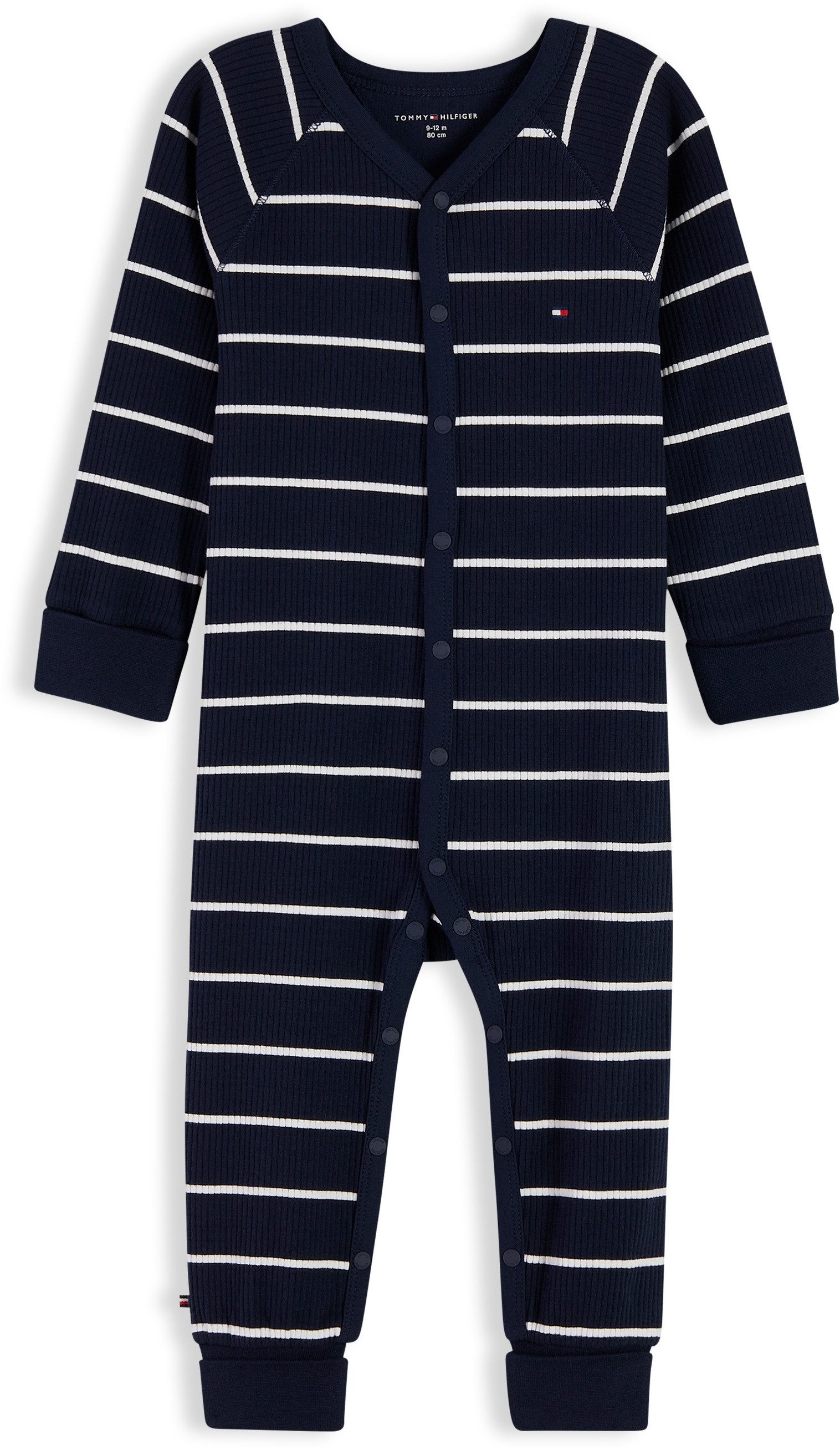 Tommy Hilfiger Strampler COVERALL mit V-Ausschnitt, Druckknöpfe, Baumwollmischung
