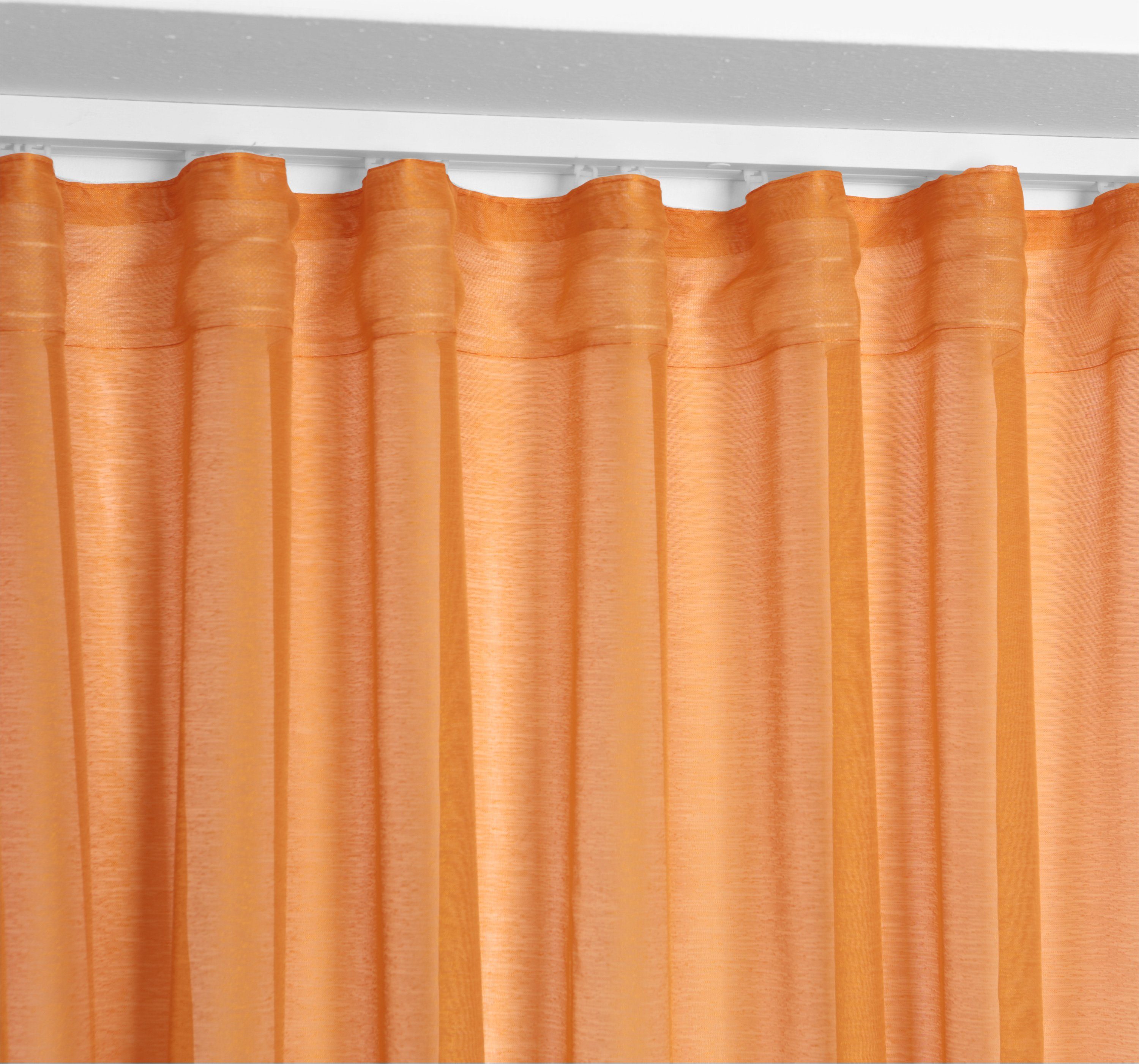 Gardine Transparente Gardine Dolly, wählbar mit Kräusel- und Ösen- Aufhängung, Beautex, Kräuselband (1 St), transparent Orange