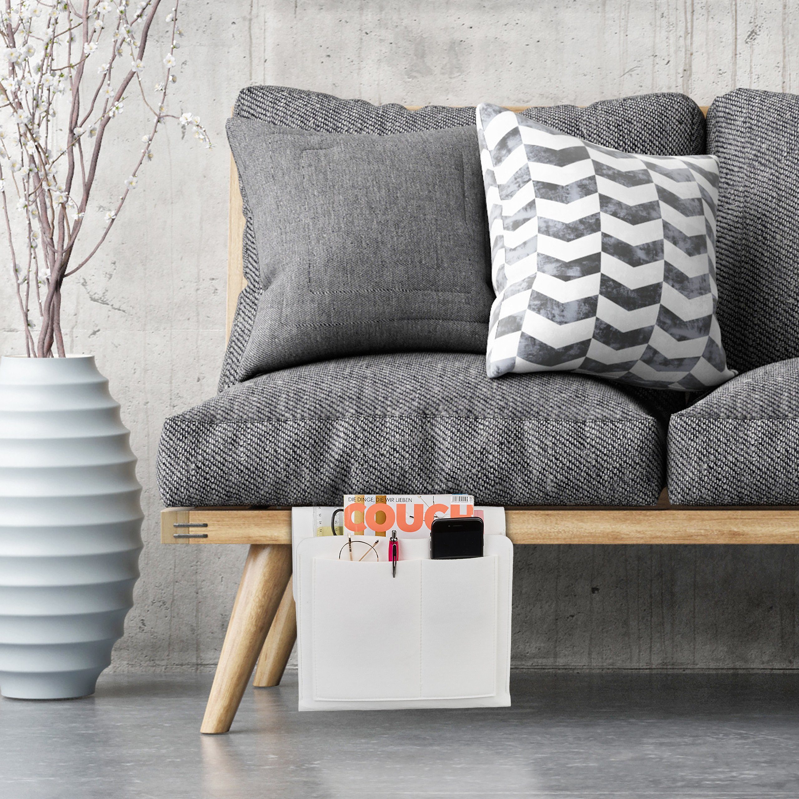 relaxdays Betttasche aus Filz, weiß