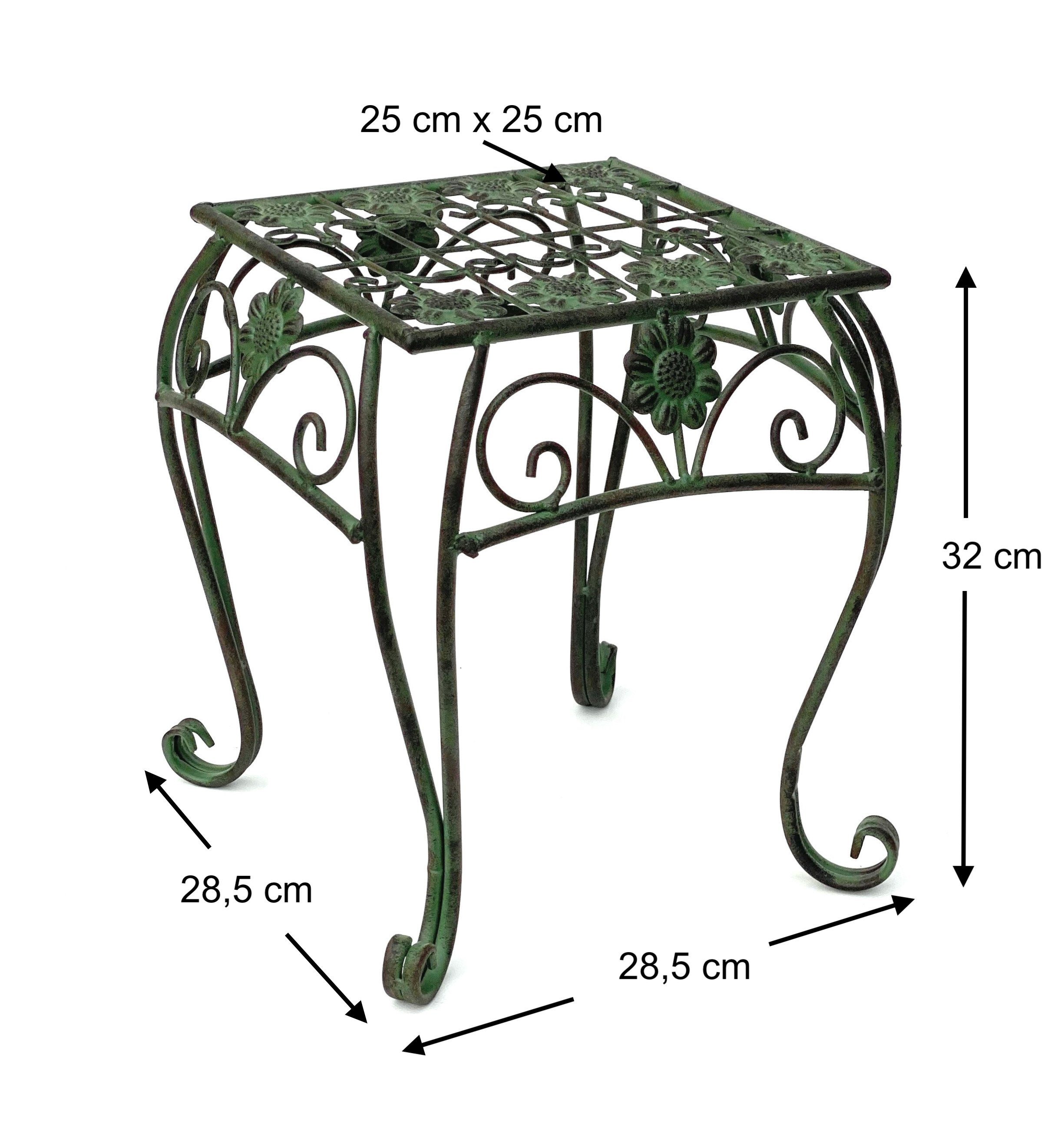 DanDiBo Blumenhocker Metall Grün Eckig 25 - 34 cm Blumenhocker 96007 Blumensäule, Modern Pflanzenständer Pflanzenhocker Vintage