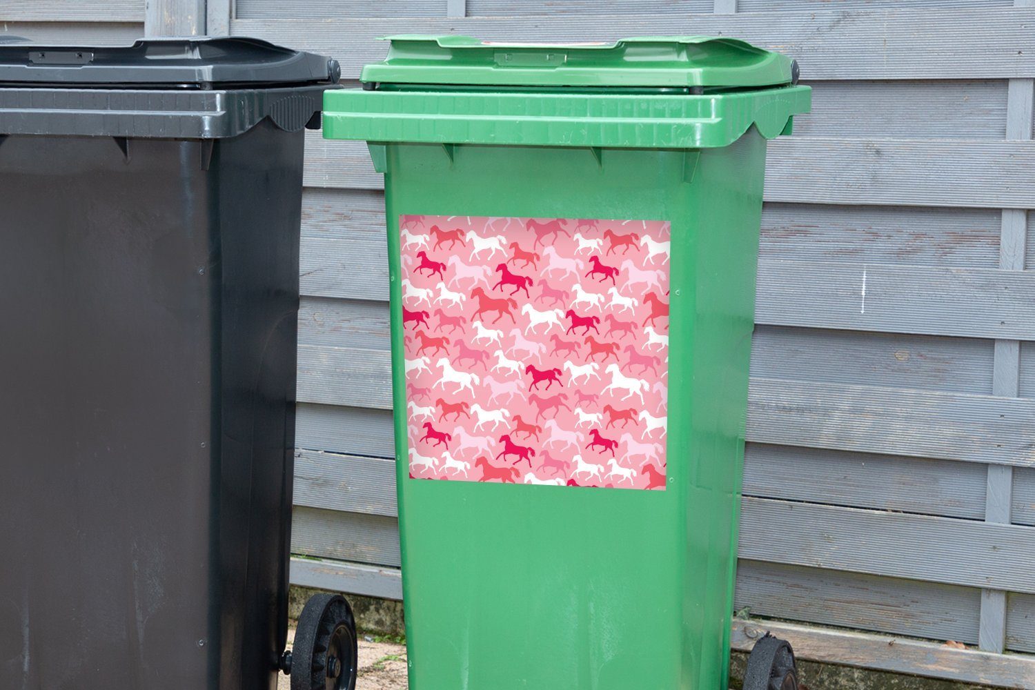 MuchoWow Wandsticker Sticker, - - Muster - Mülleimer-aufkleber, Container, - Mülltonne, Pferde Abfalbehälter (1 Mädchen Kinder Rosa - St), Mädchen