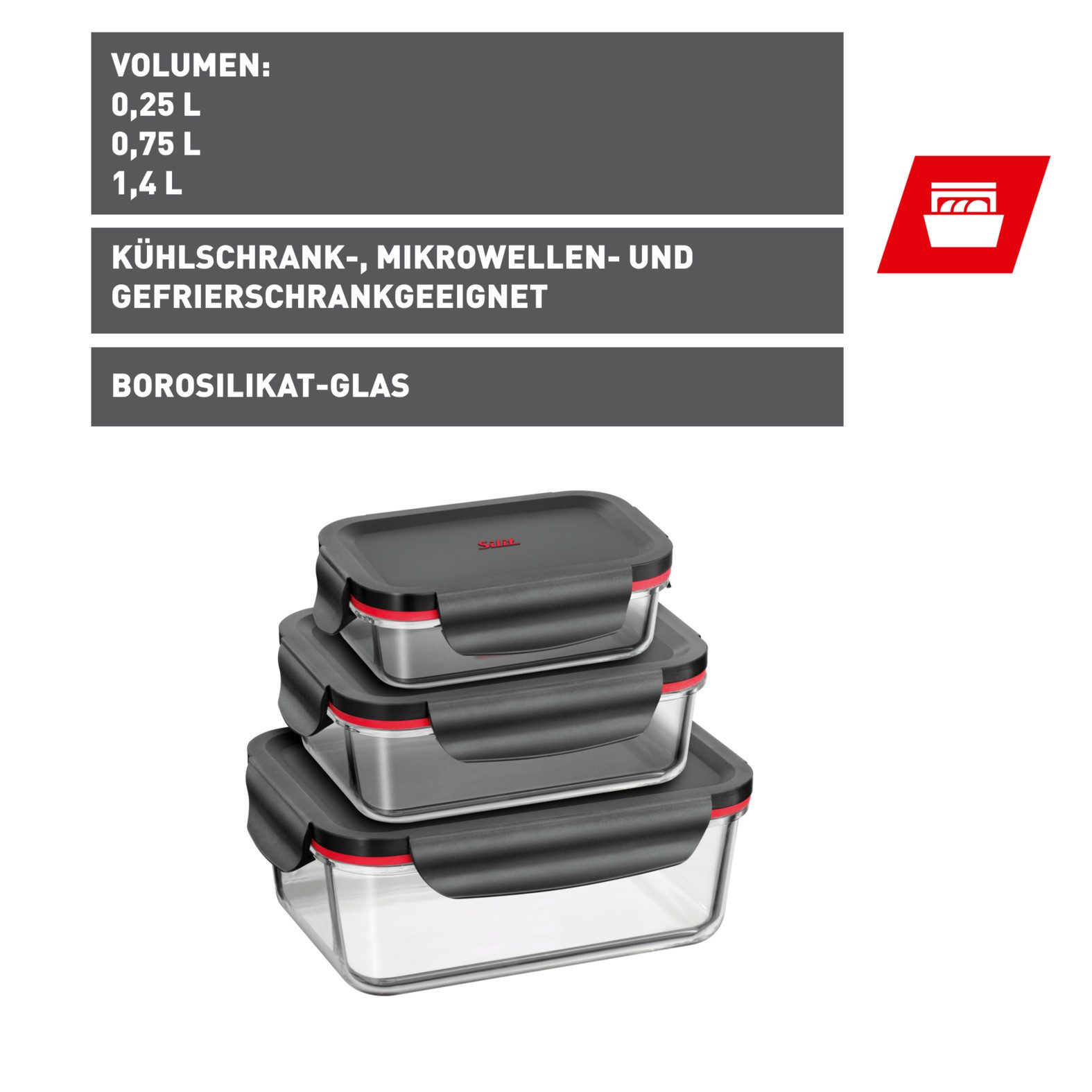Silit Vorratsdose Storio, Glas, Kunststoff, (Set, 3-tlg), mit Aromadeckel