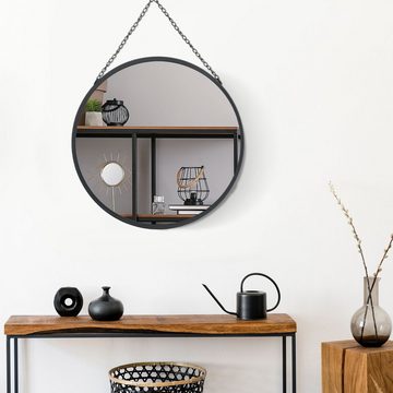 HOMCOM Wandspiegel Runder Spiegel mit dekorativer Aufhängung u. 1 Ablage (Set, 1-St., 1 x Spiegel), mit dekorativer Aufhängung