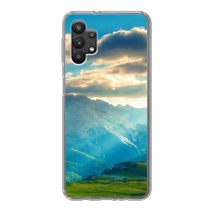 MuchoWow Handyhülle Alpen - Sonne - Natur Handyhülle Samsung Galaxy A32 5G Smartphone-Bumper Print Handy