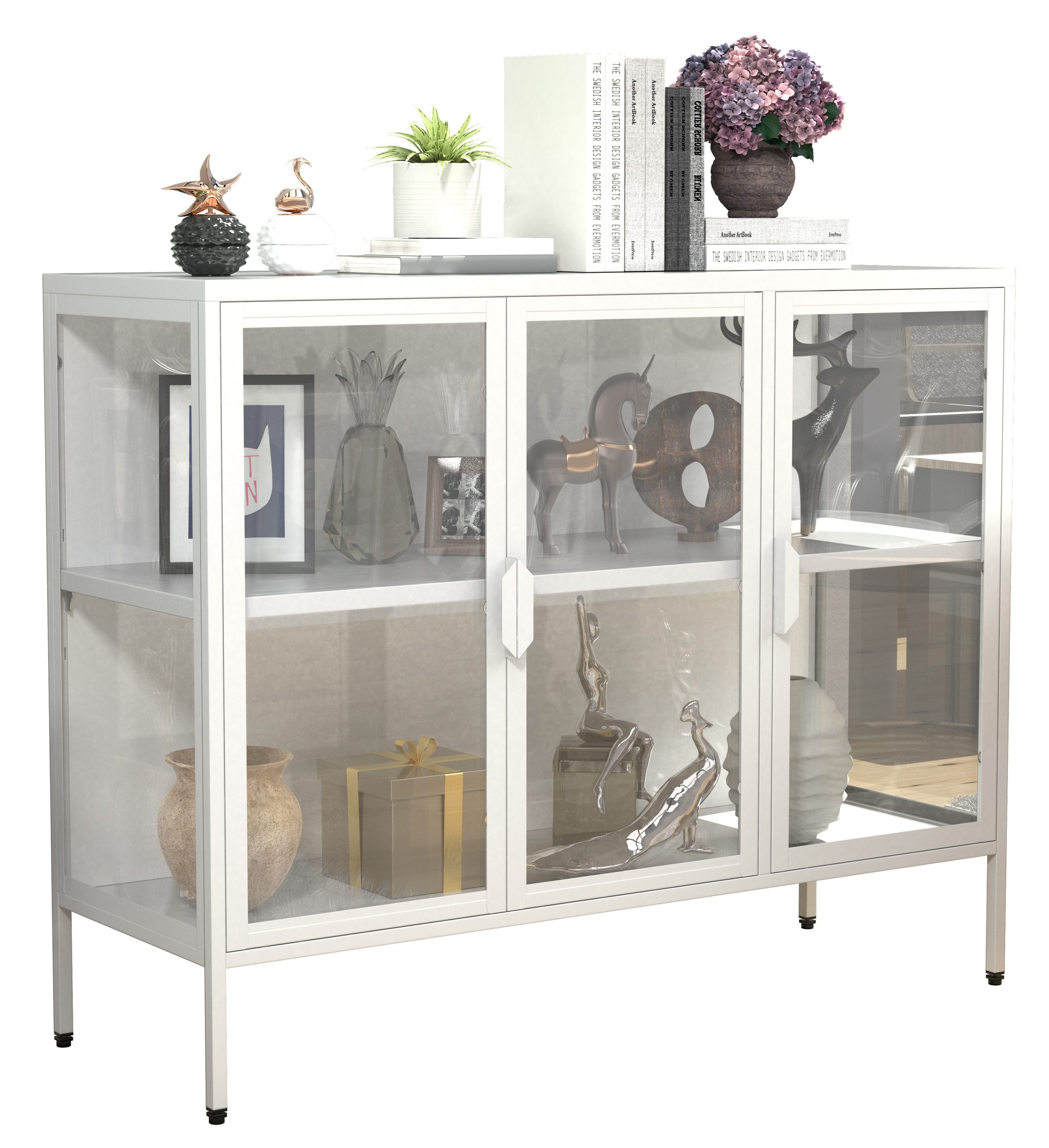 VCM Standvitrine Stahl Glas Vitrine Sideboard günstig online kaufen