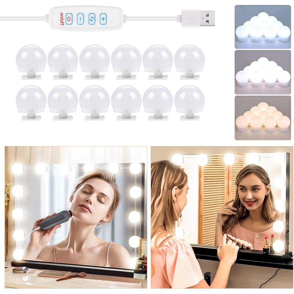 TUWENA LED-Lichtspiegel 3 Farben LED Spiegelleuchte, 9 Helligkeiten Dimmbar günstig online kaufen