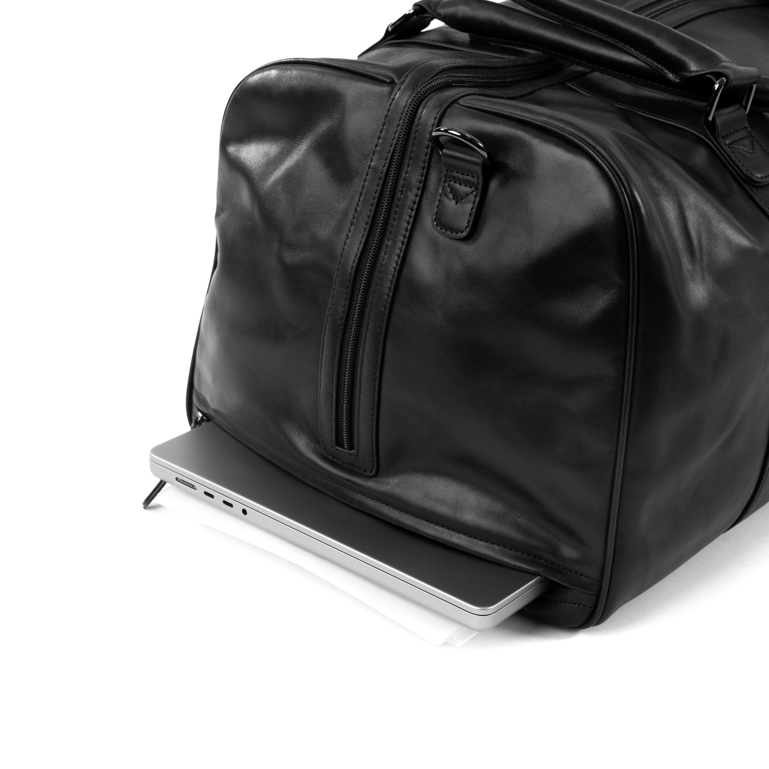 Gentlemen's Weekender Heidelberg - Hochwertige Handgepäck-Tasche für Reisen & Business, Spanisches Echtleder, mit Schultergurt und Trackerfach