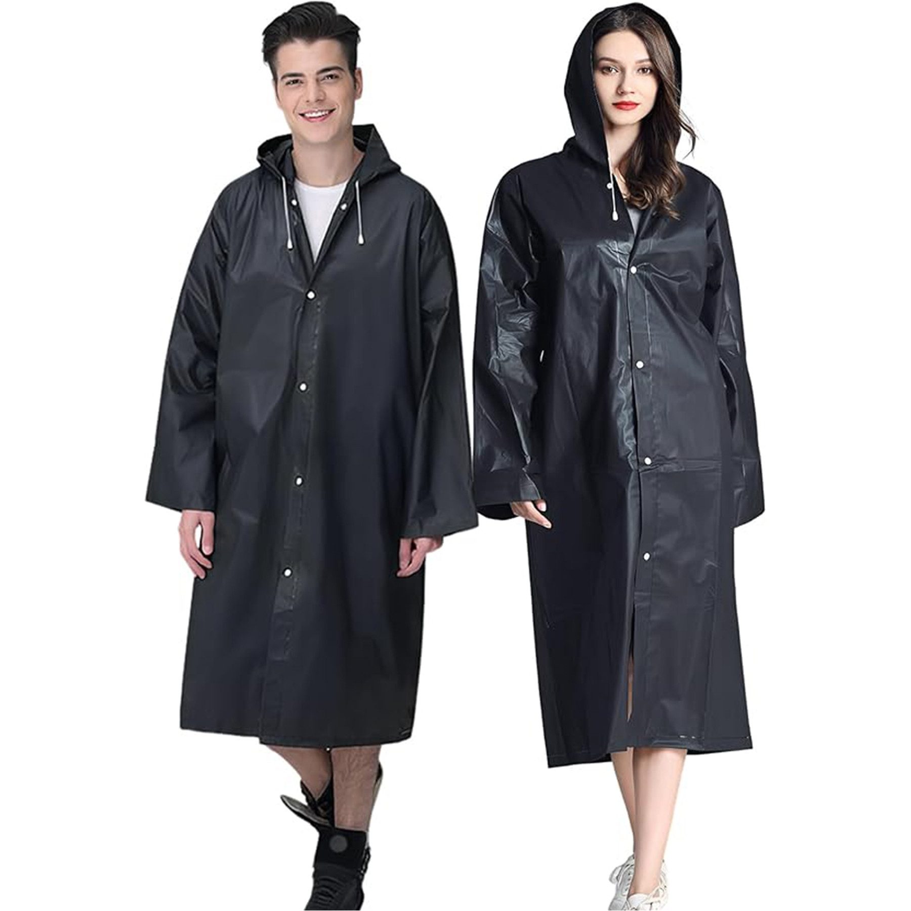 Mutig Regenmantel 2 Stück Wiederverwendbare Regenponchos mit Kapuze (Unisex Regencape für Damen und Herren,wasserdicht und tragbar) geeignet für Camping, Wandern, Konzert, Fahrrad, Festival, Angeln