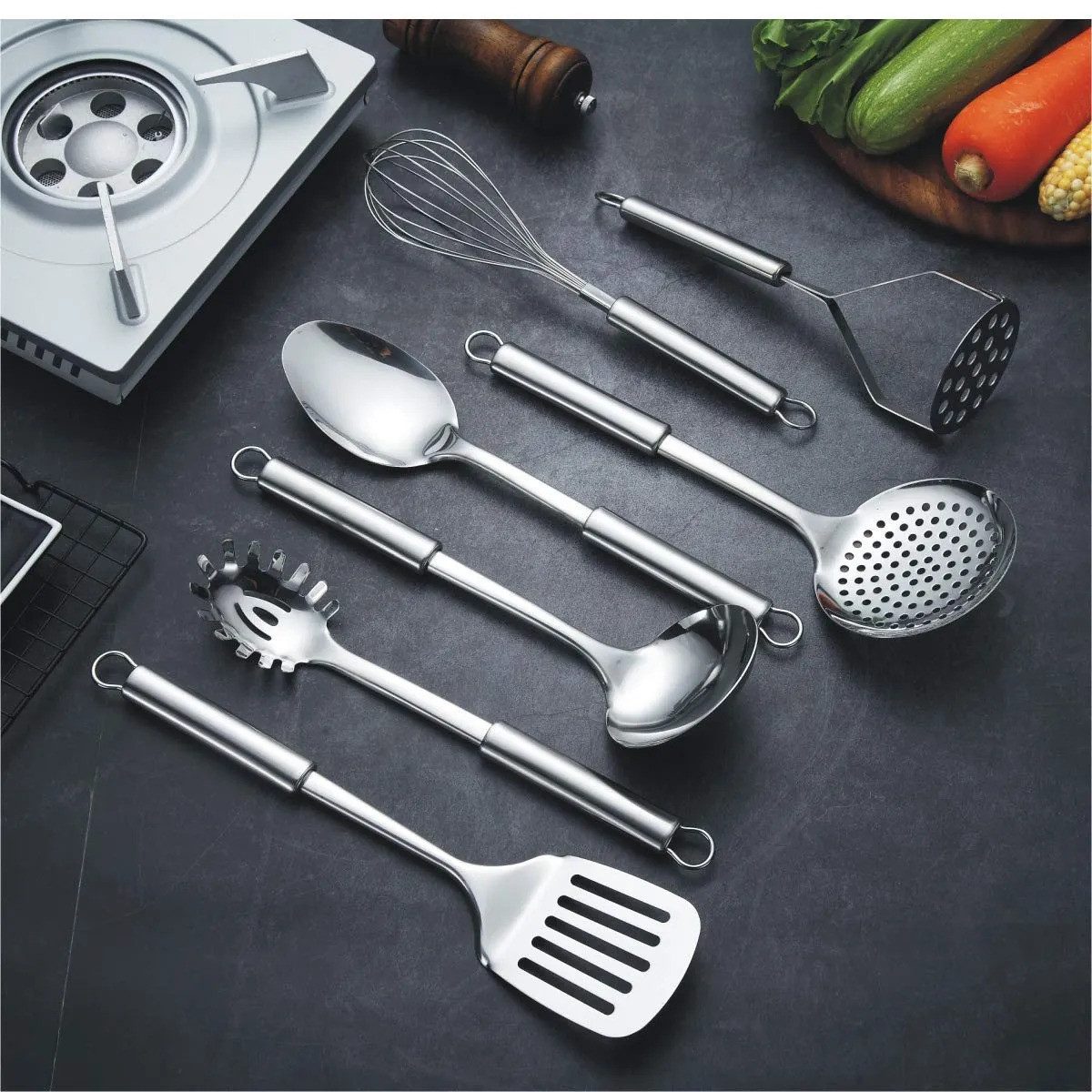 Refined Living Kochbesteck-Set 11-teiliges Edelstahl-Küchengerät Set Küchenhelfer Kochgeschirr (Spar-Set, 11-tlg.Kochzubehör, Küchenhelfer, Bestecksets zum Koch – Bild 2 von 5
